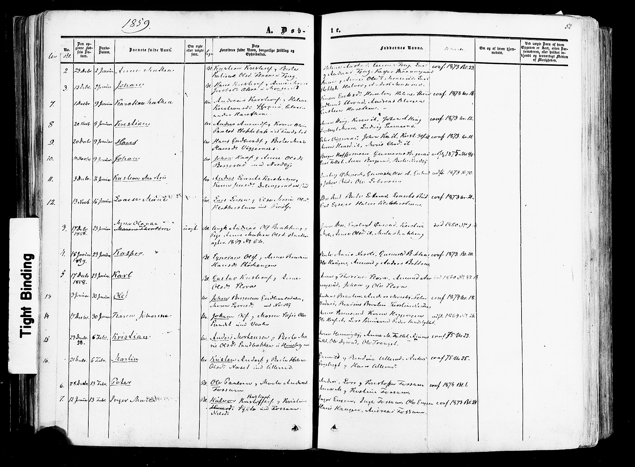 Aurskog prestekontor Kirkebøker, SAO/A-10304a/F/Fa/L0007: Parish register (official) no. I 7, 1854-1877, p. 52