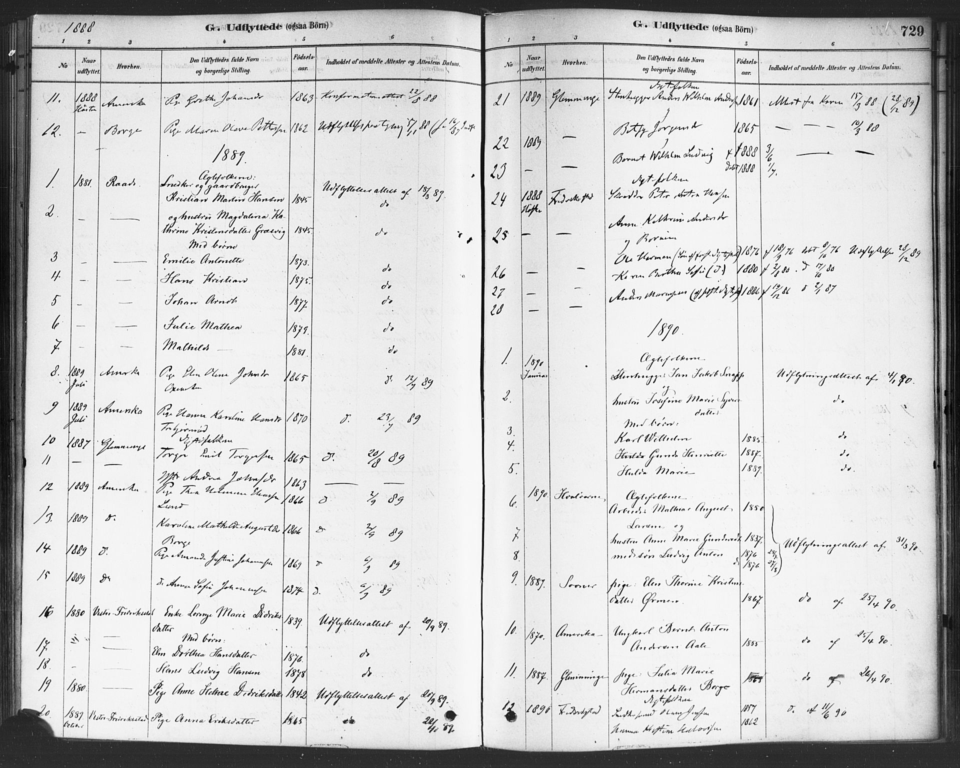 Onsøy prestekontor Kirkebøker, SAO/A-10914/F/Fa/L0006: Parish register (official) no. I 6, 1878-1898, p. 729