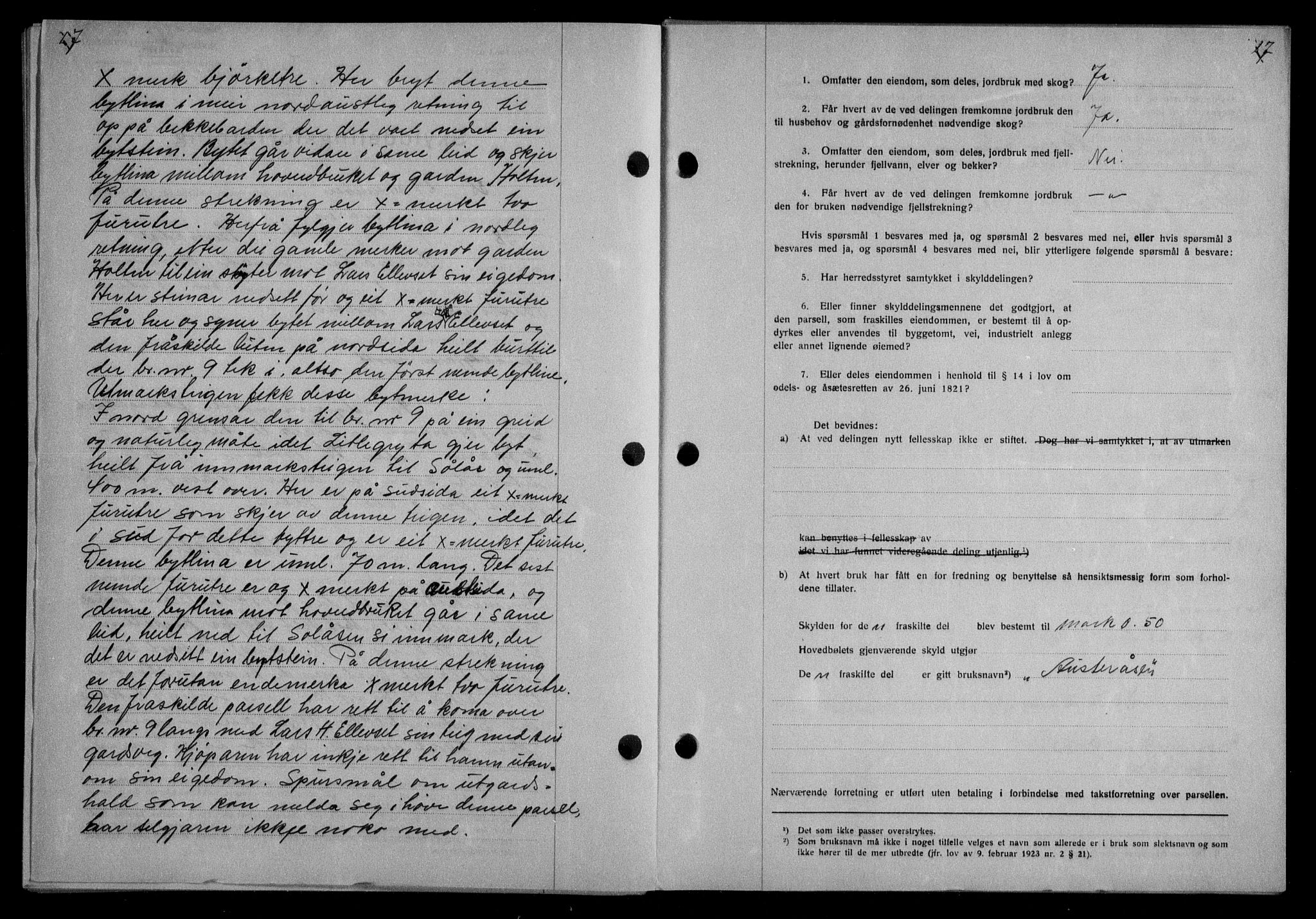 Nordmøre sorenskriveri, AV/SAT-A-4132/1/2/2Ca/L0088: Mortgage book no. 78, 1936-1936, Diary no: : 847/1936