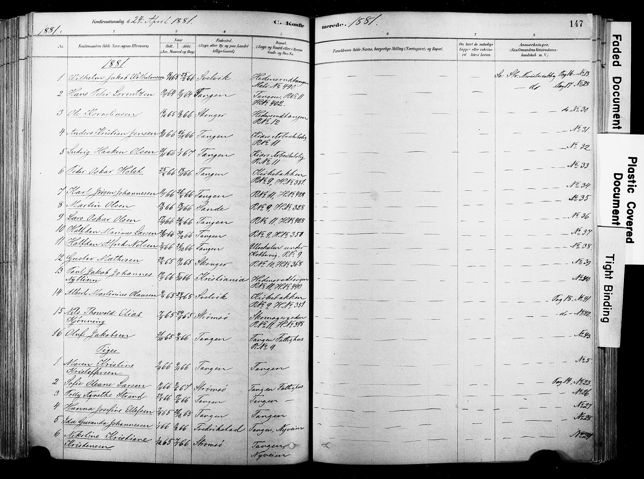 Strømsø kirkebøker, SAKO/A-246/F/Fb/L0006: Parish register (official) no. II 6, 1879-1910, p. 147
