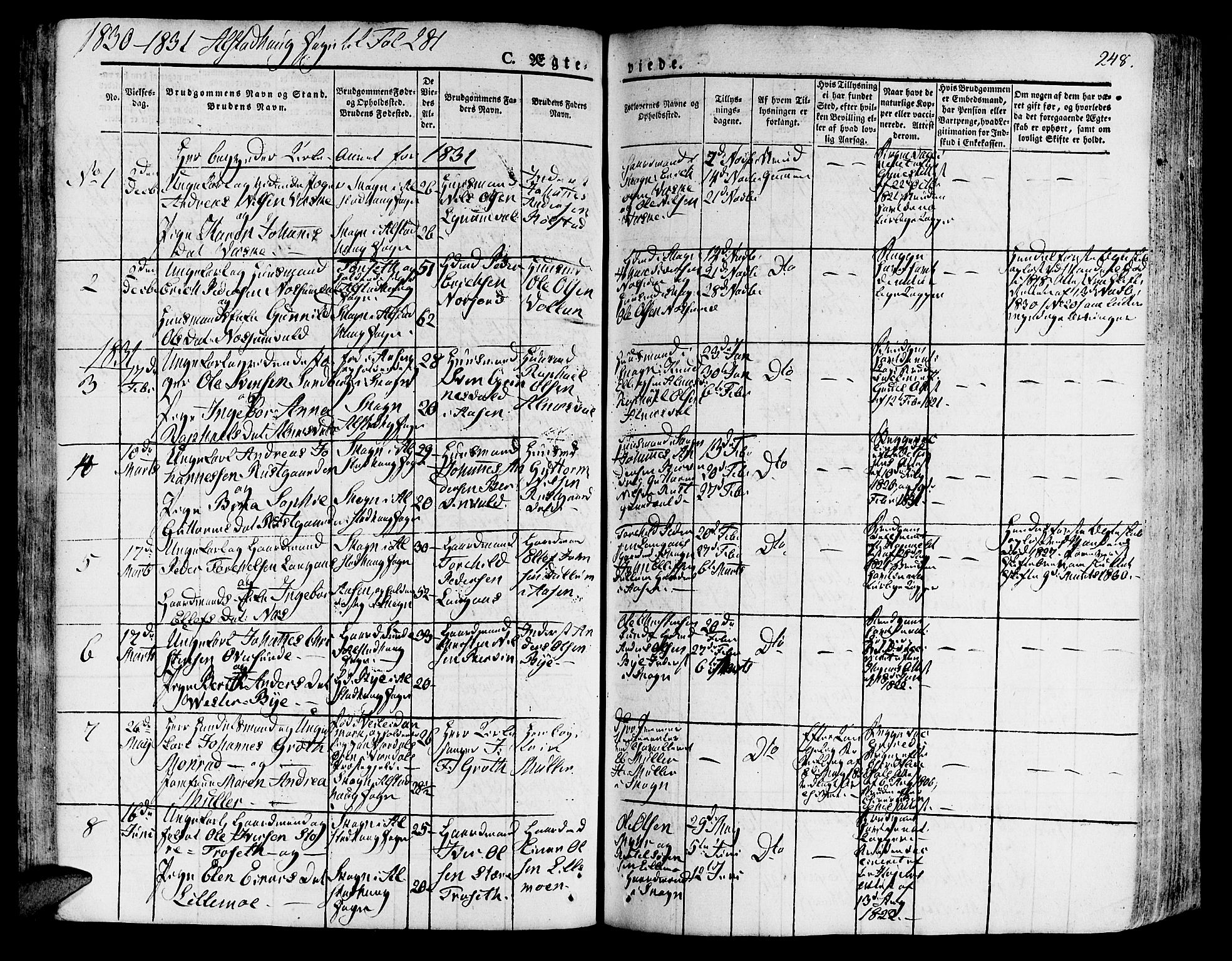 Ministerialprotokoller, klokkerbøker og fødselsregistre - Nord-Trøndelag, SAT/A-1458/717/L0152: Parish register (official) no. 717A05 /1, 1825-1836, p. 248