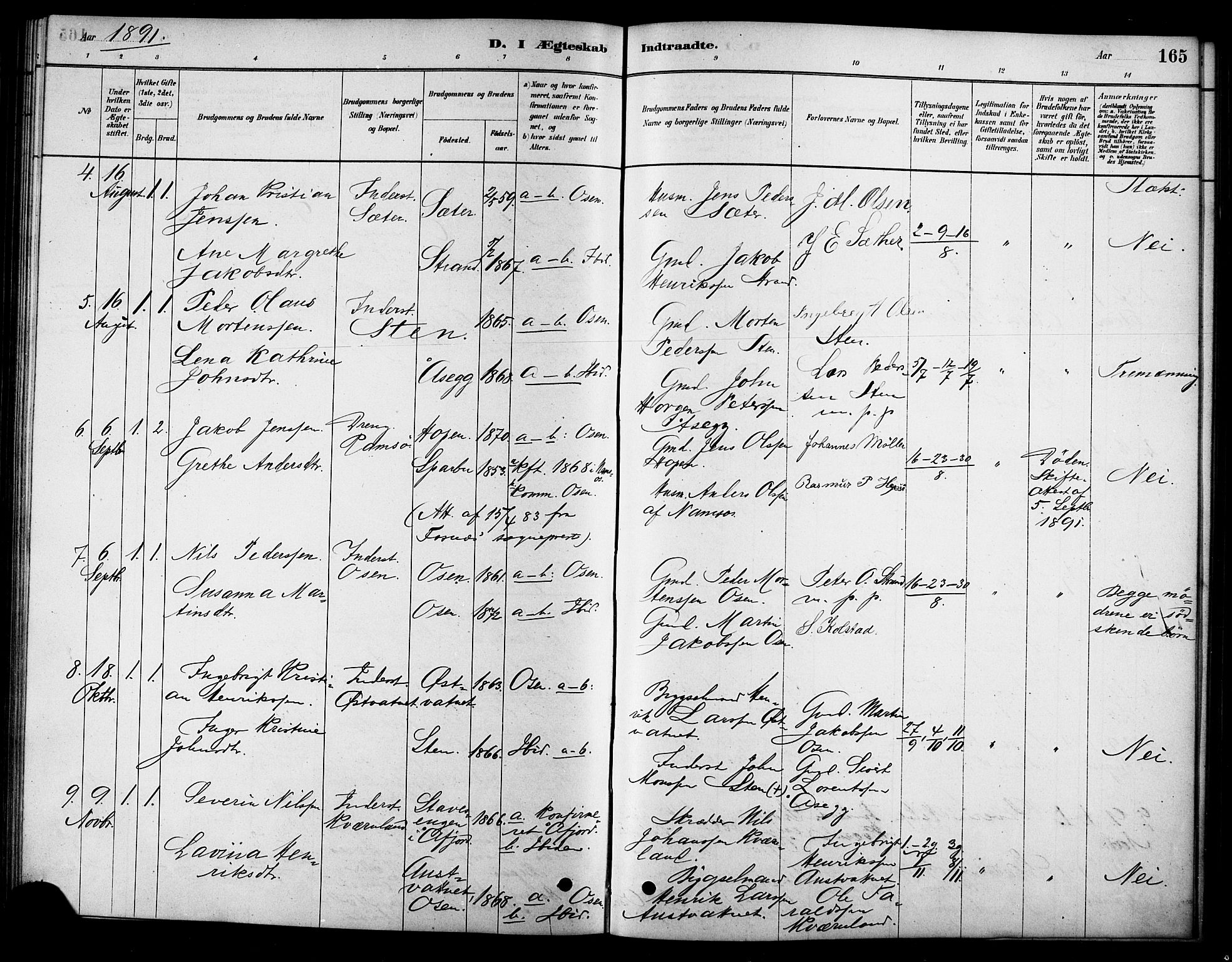 Ministerialprotokoller, klokkerbøker og fødselsregistre - Sør-Trøndelag, SAT/A-1456/658/L0722: Parish register (official) no. 658A01, 1879-1896, p. 165