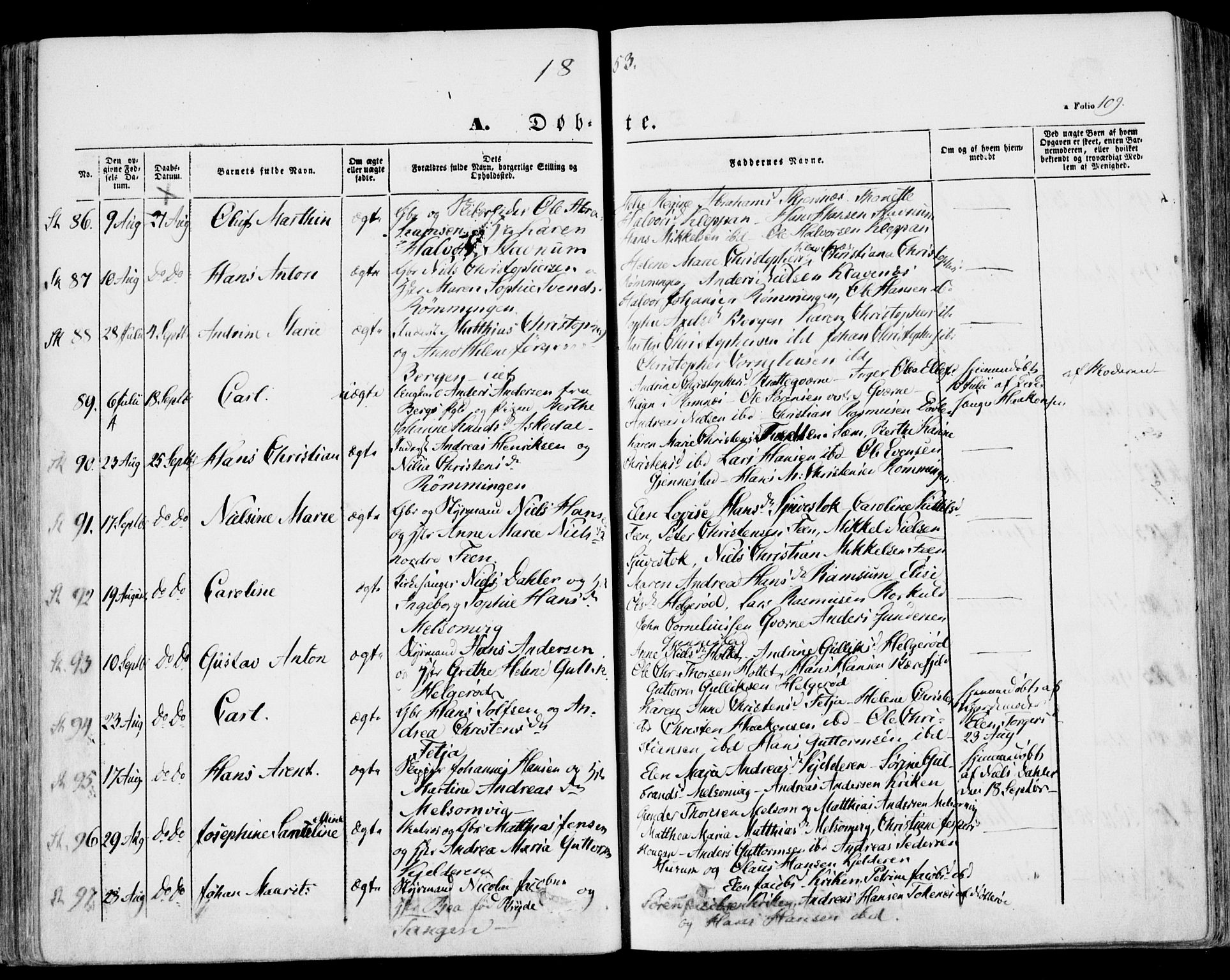 Stokke kirkebøker, AV/SAKO-A-320/F/Fa/L0007: Parish register (official) no. I 7, 1844-1857, p. 109