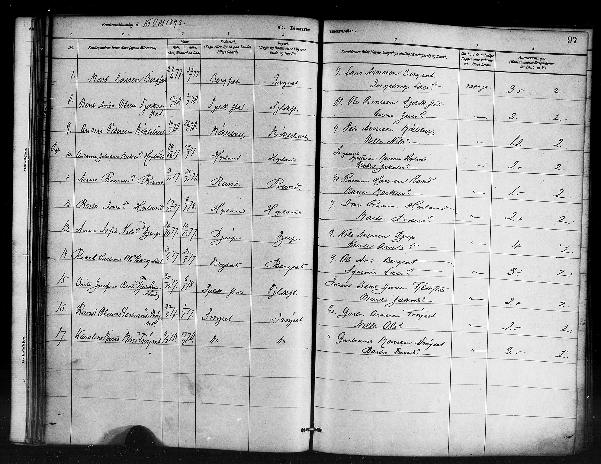 Innvik sokneprestembete, AV/SAB-A-80501: Parish register (official) no. D 1, 1879-1900, p. 97