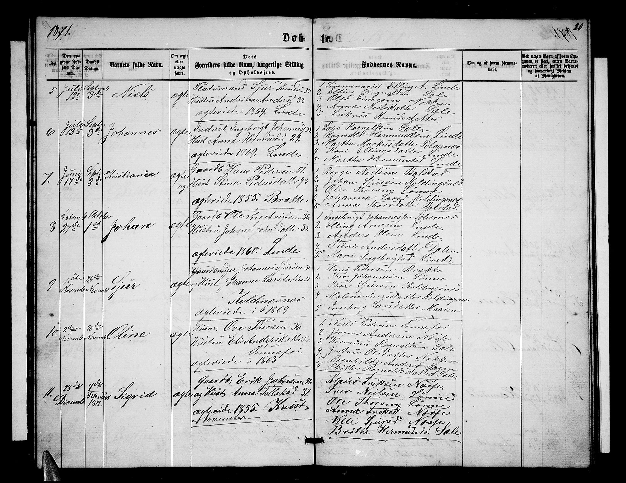 Balestrand sokneprestembete, SAB/A-79601/H/Hab/Habc/L0001: Parish register (copy) no. C 1, 1857-1877, p. 20