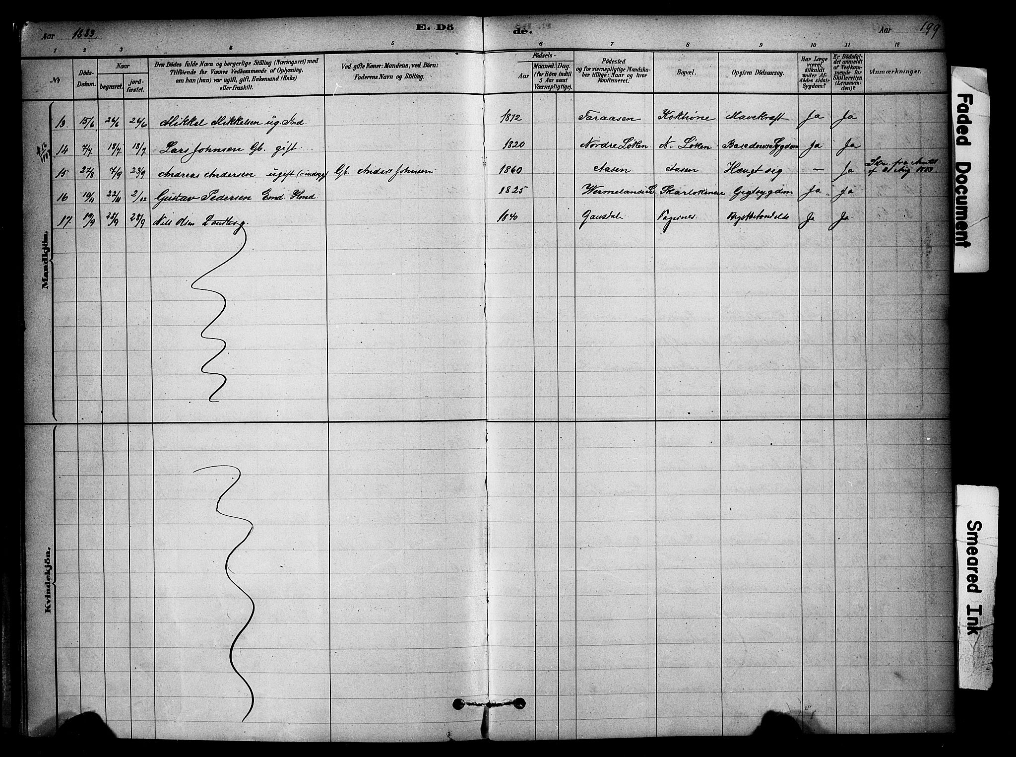 Ringsaker prestekontor, AV/SAH-PREST-014/K/Ka/L0014: Parish register (official) no. 14, 1879-1890, p. 199