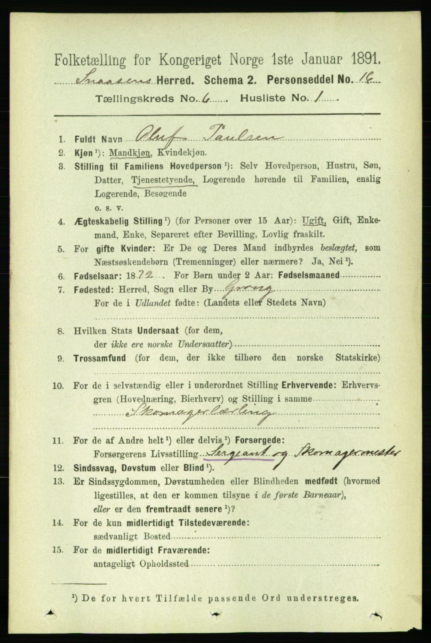 RA, 1891 census for 1736 Snåsa, 1891, p. 1901