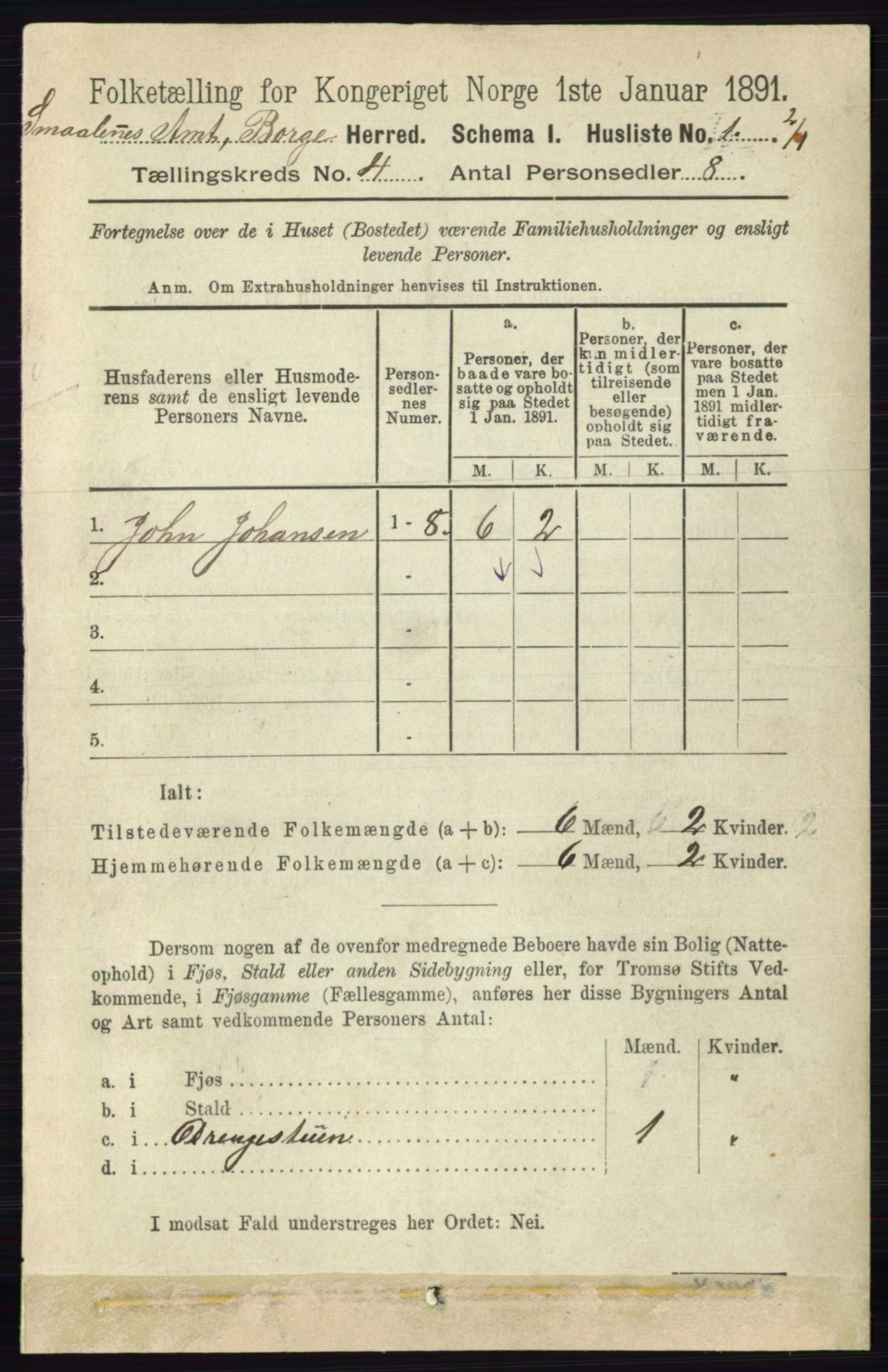 RA, 1891 census for 0113 Borge, 1891, p. 1558