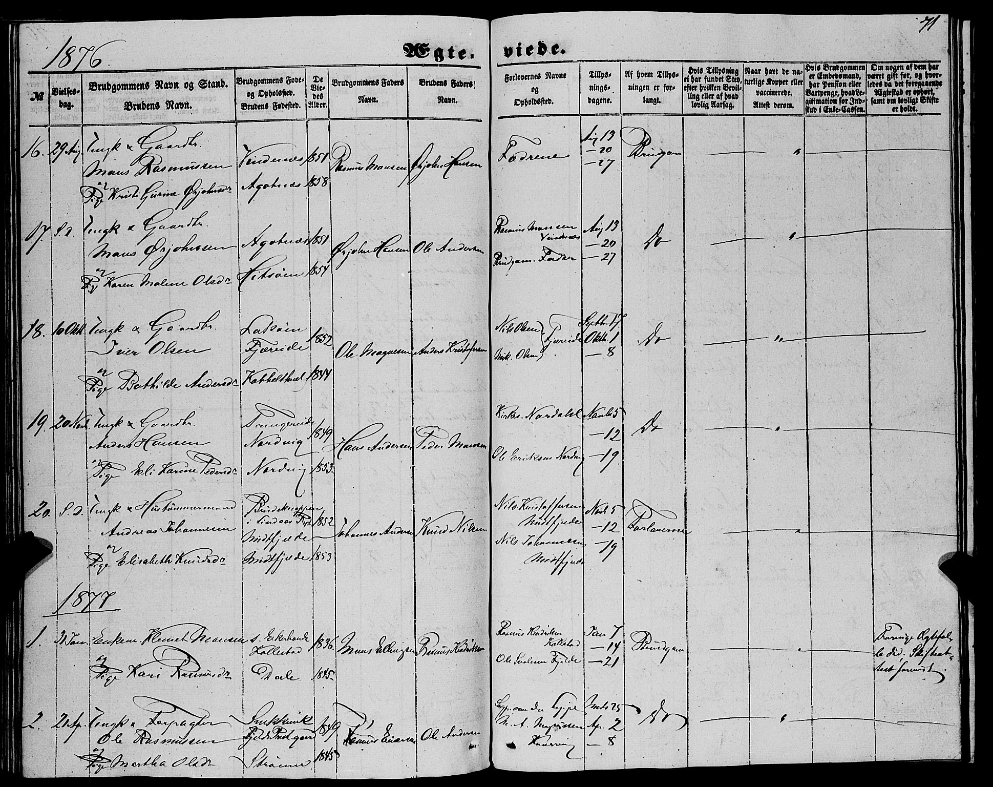 Fjell sokneprestembete, SAB/A-75301/H/Haa: Parish register (official) no. A 6, 1849-1877, p. 71