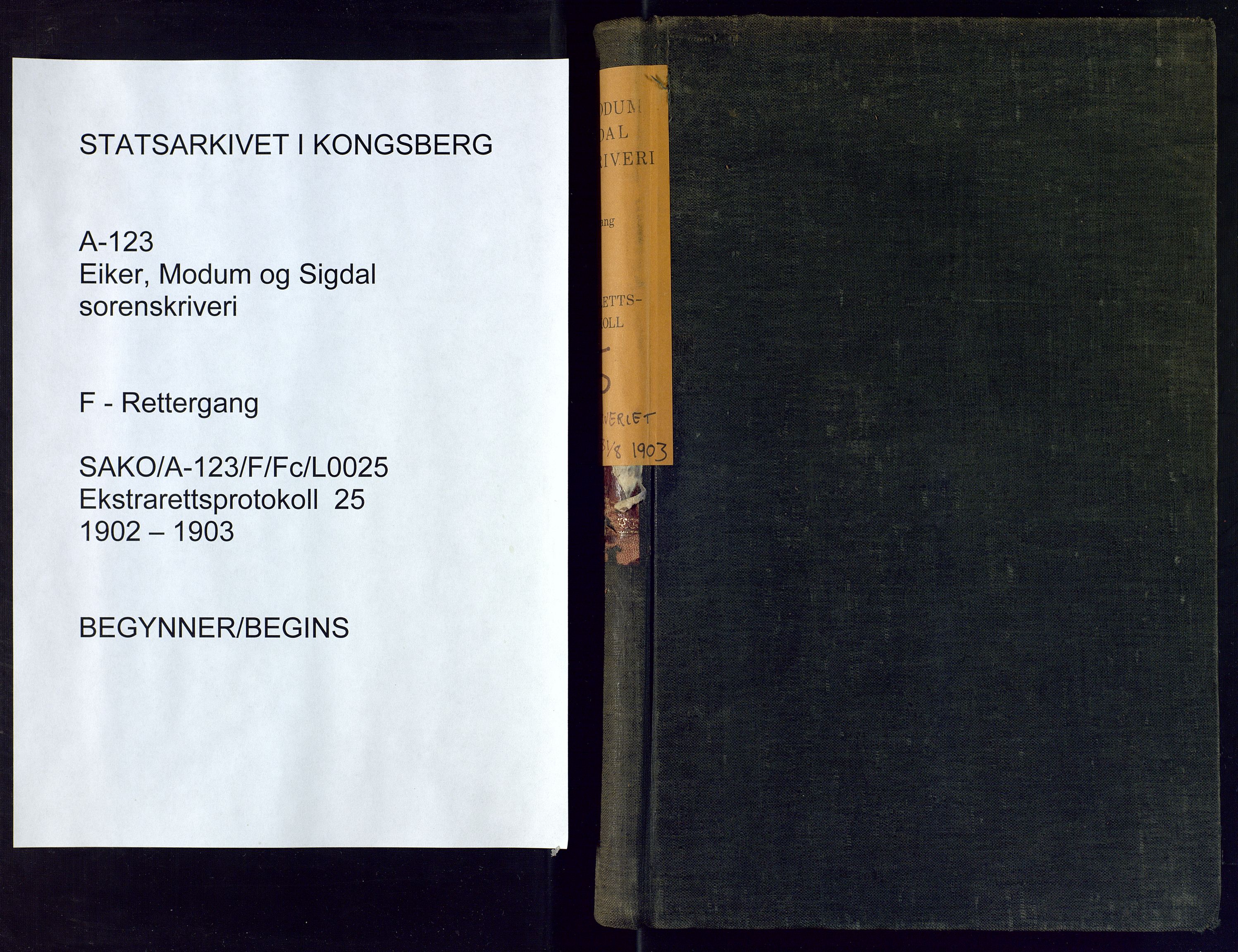 Eiker, Modum og Sigdal sorenskriveri, AV/SAKO-A-123/F/Fc/L0025: Ekstrarettsprotokoll - sorenskriveriet, 1902-1903