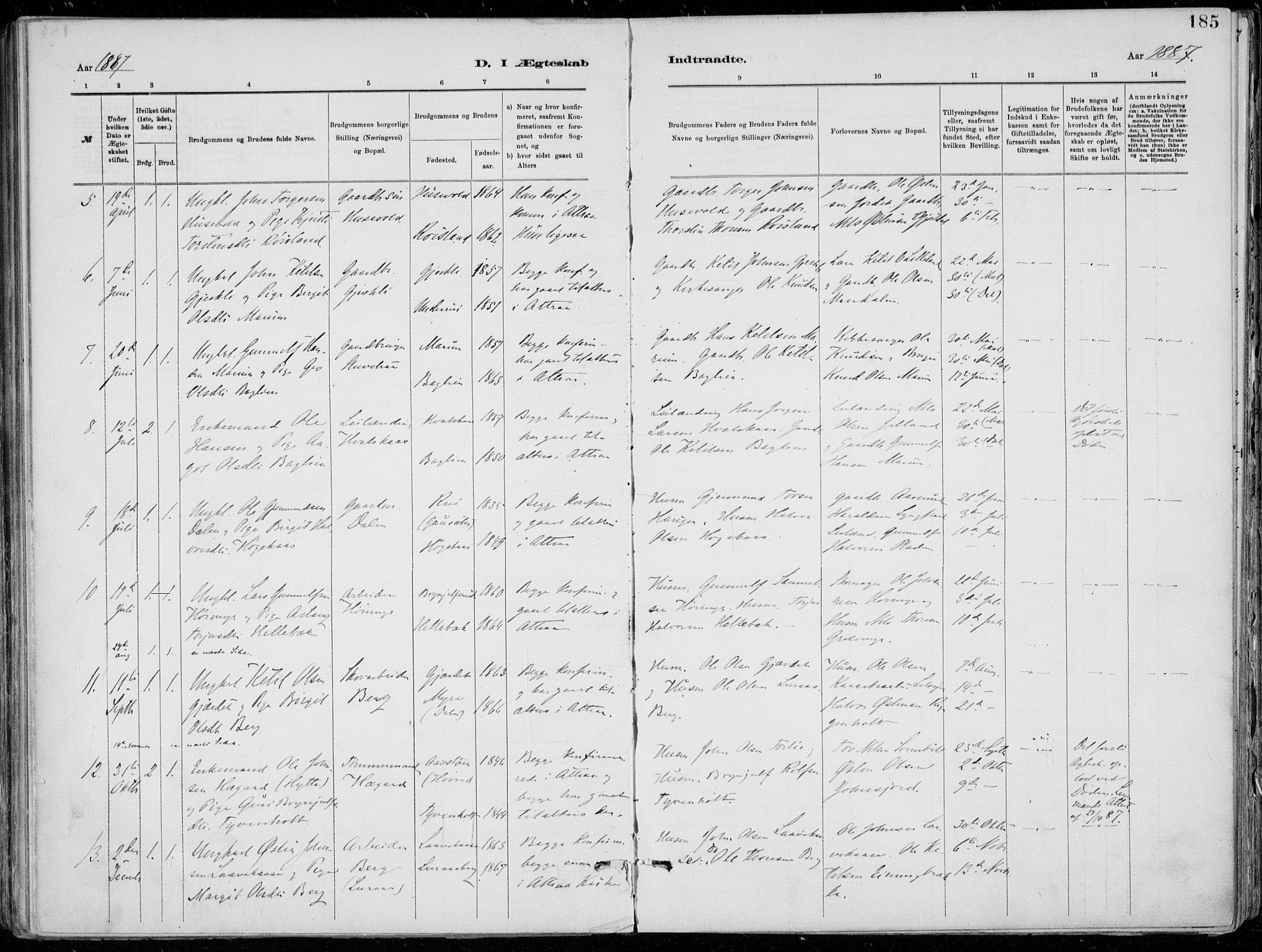 Tinn kirkebøker, SAKO/A-308/F/Fa/L0007: Parish register (official) no. I 7, 1878-1922, p. 185