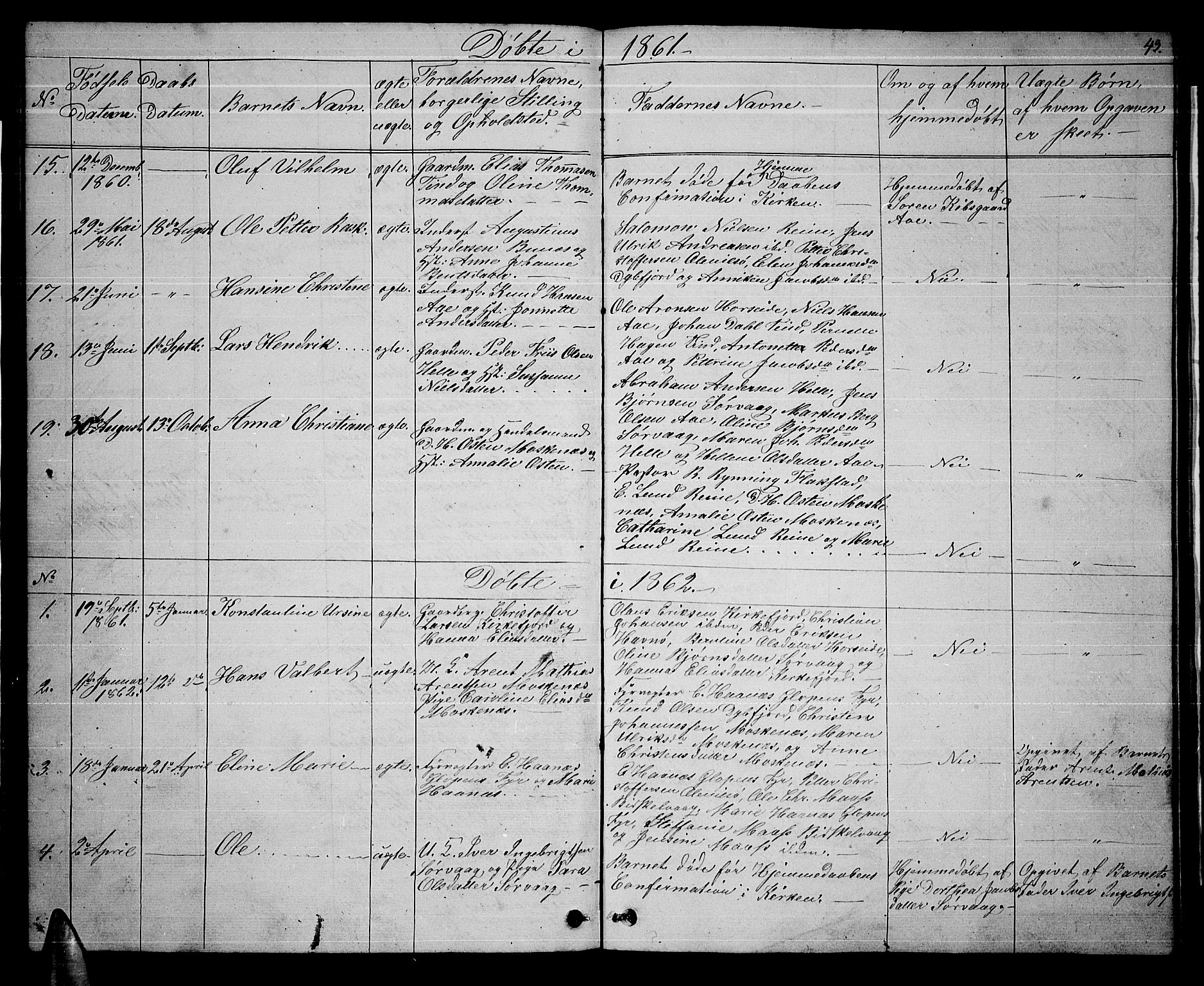 Ministerialprotokoller, klokkerbøker og fødselsregistre - Nordland, SAT/A-1459/886/L1224: Parish register (copy) no. 886C01, 1843-1873, p. 43