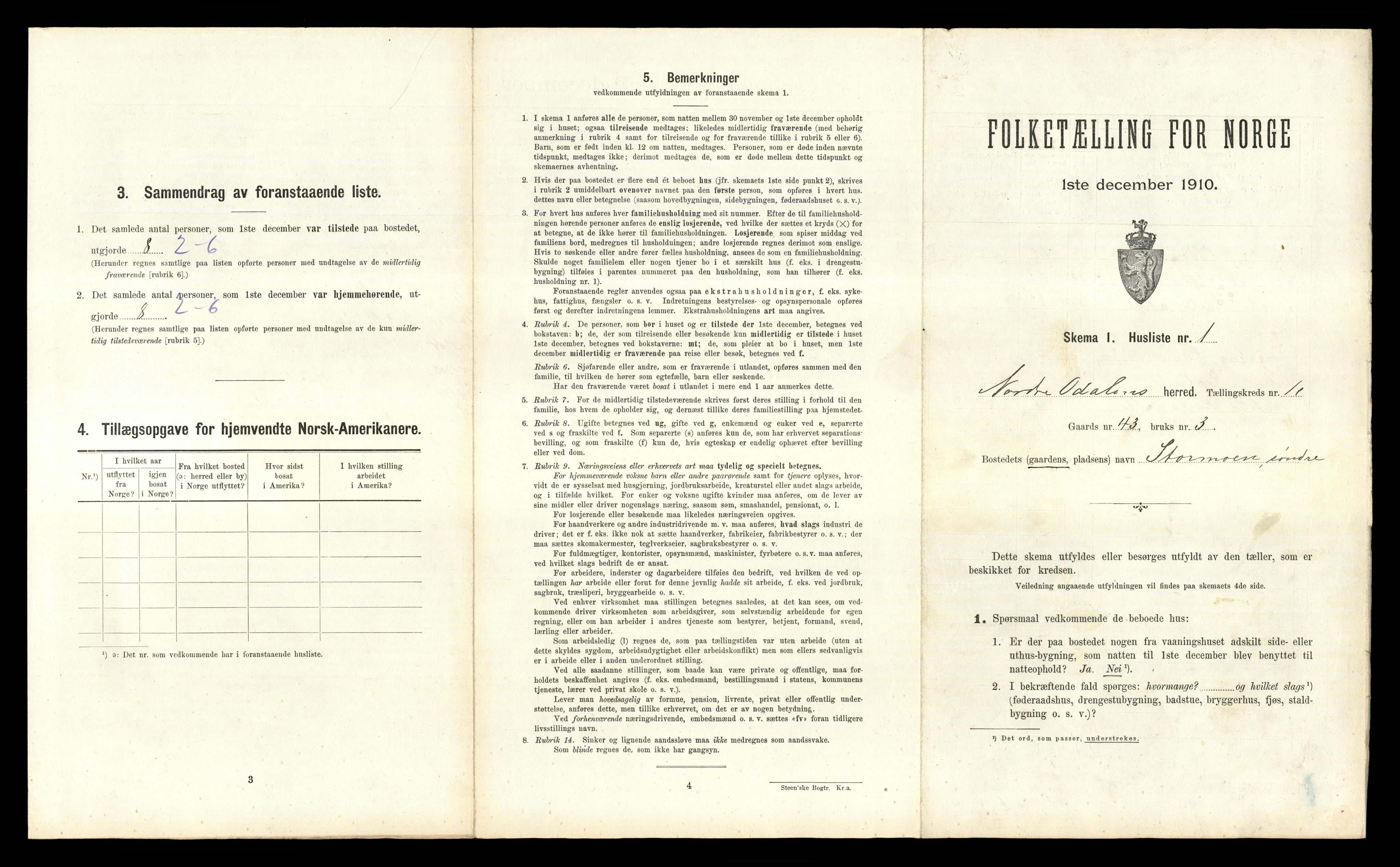 RA, 1910 census for Nord-Odal, 1910, p. 1215