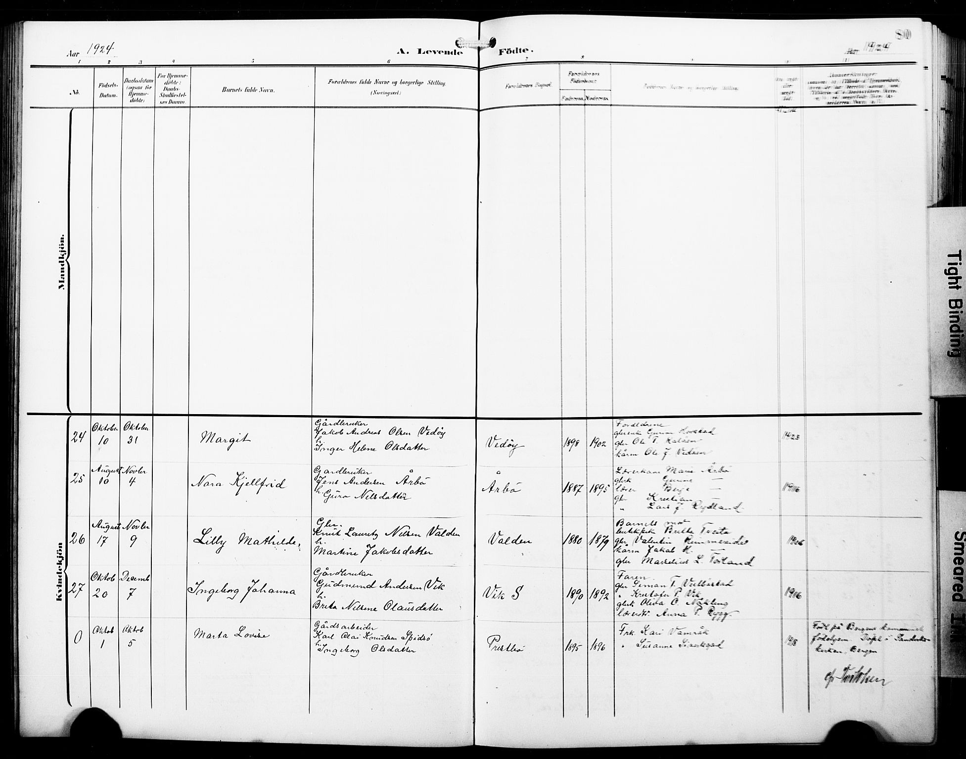 Fitjar sokneprestembete, SAB/A-99926: Parish register (copy) no. B 1, 1906-1928, p. 80