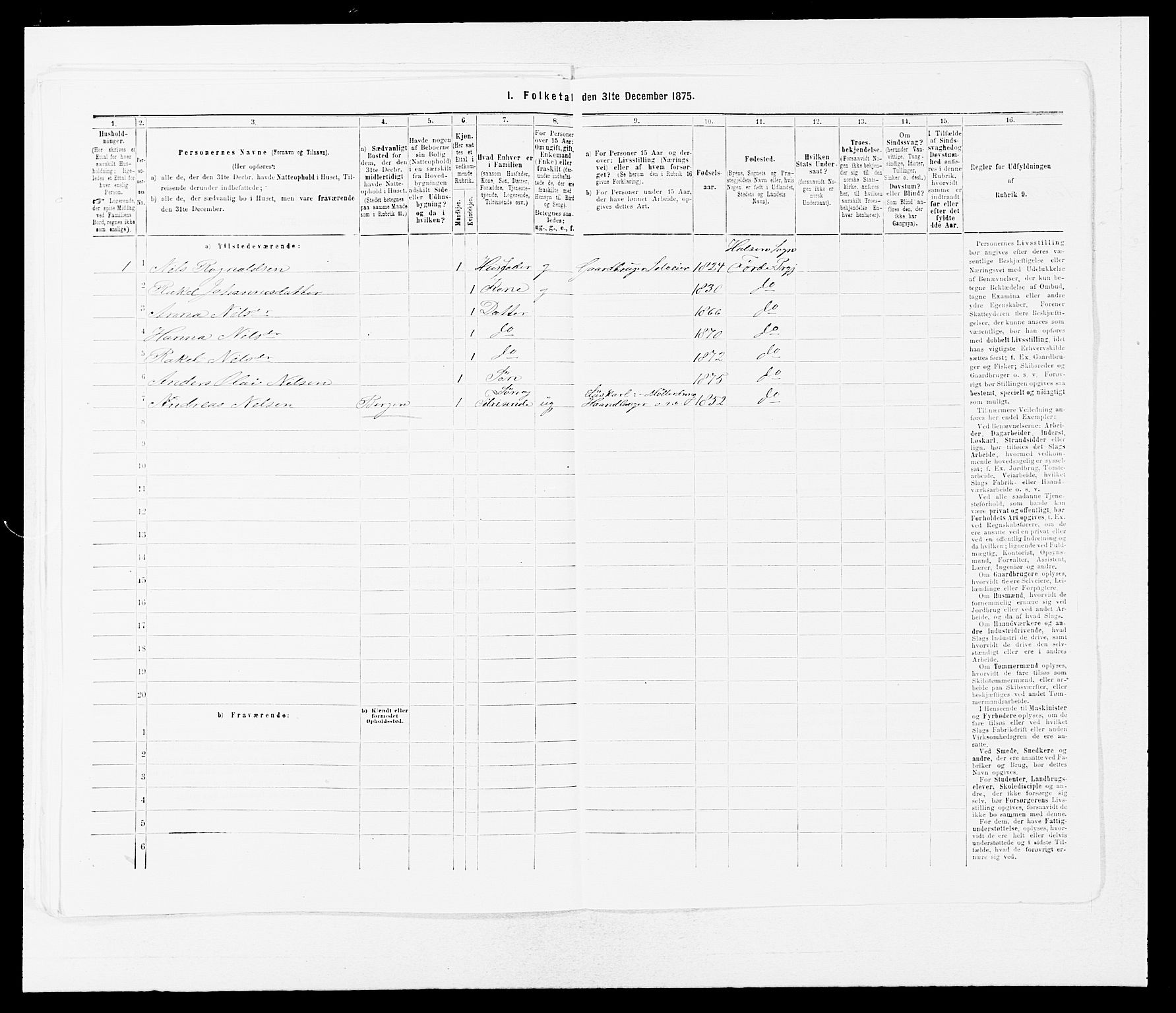 SAB, 1875 census for 1432P Førde, 1875, p. 106