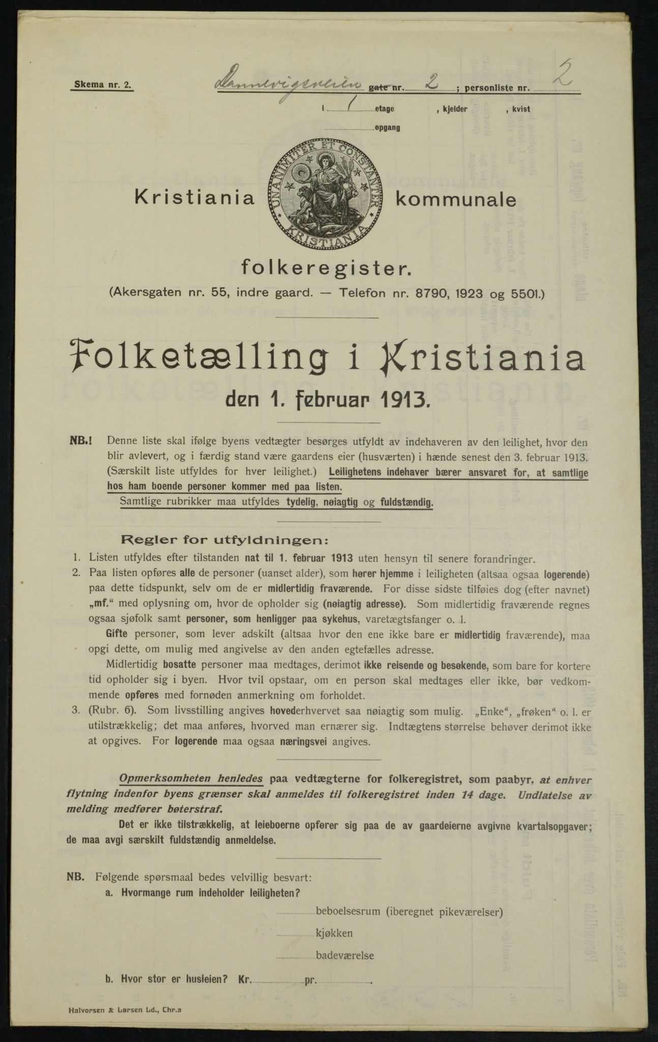 OBA, Municipal Census 1913 for Kristiania, 1913, p. 15107