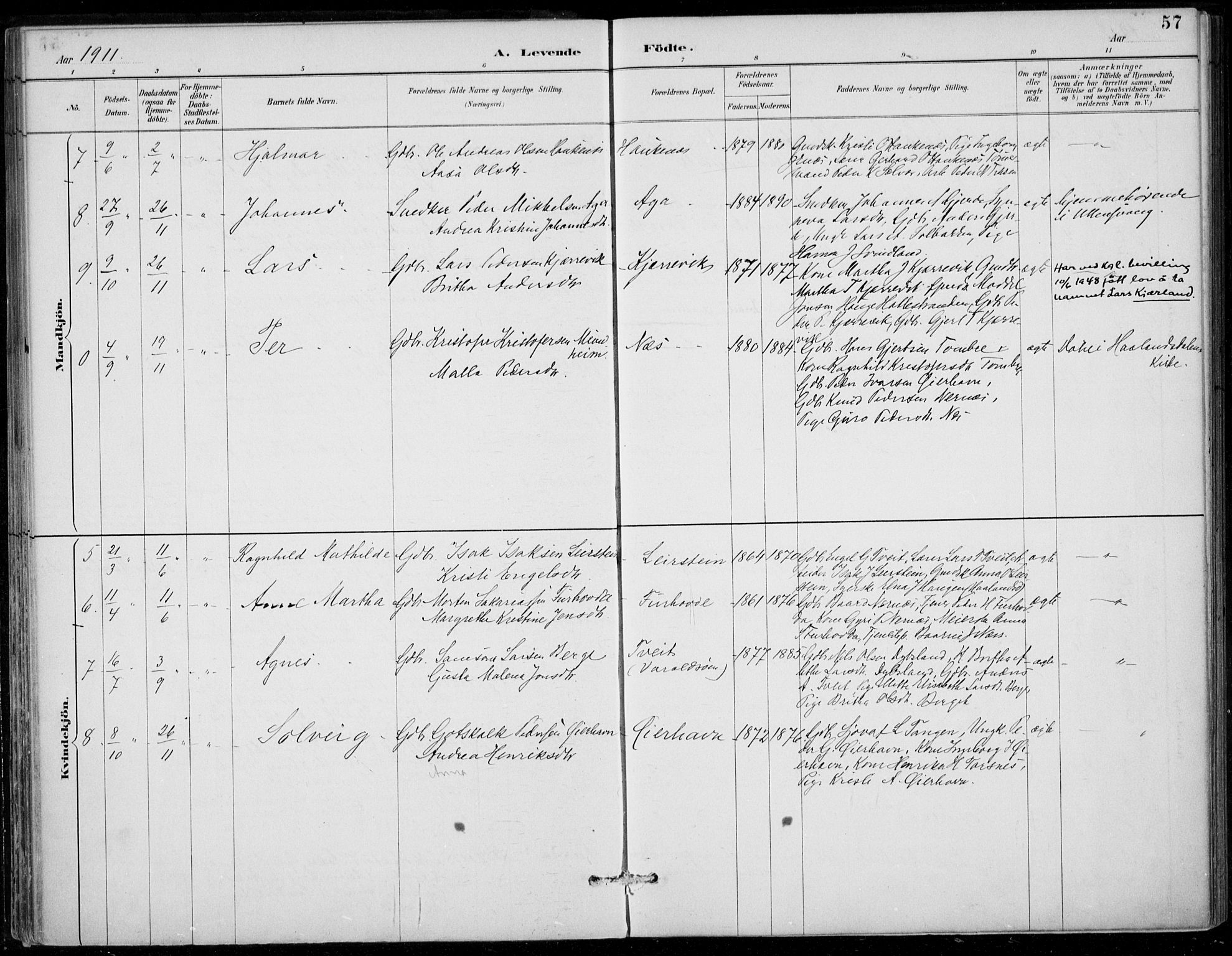 Strandebarm sokneprestembete, SAB/A-78401/H/Haa: Parish register (official) no. D  1, 1886-1912, p. 57