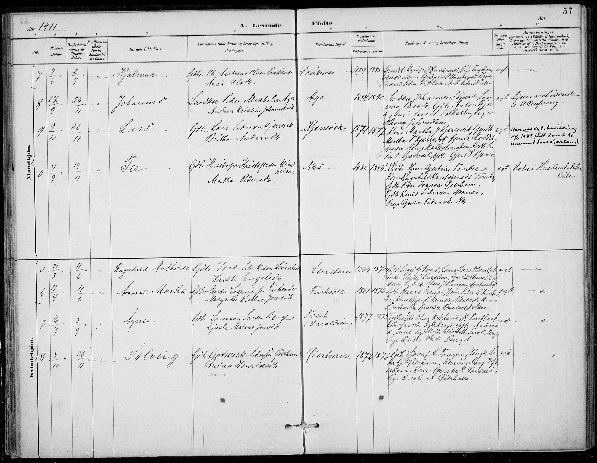 Strandebarm sokneprestembete, AV/SAB-A-78401/H/Haa: Parish register (official) no. D  1, 1886-1912, p. 57