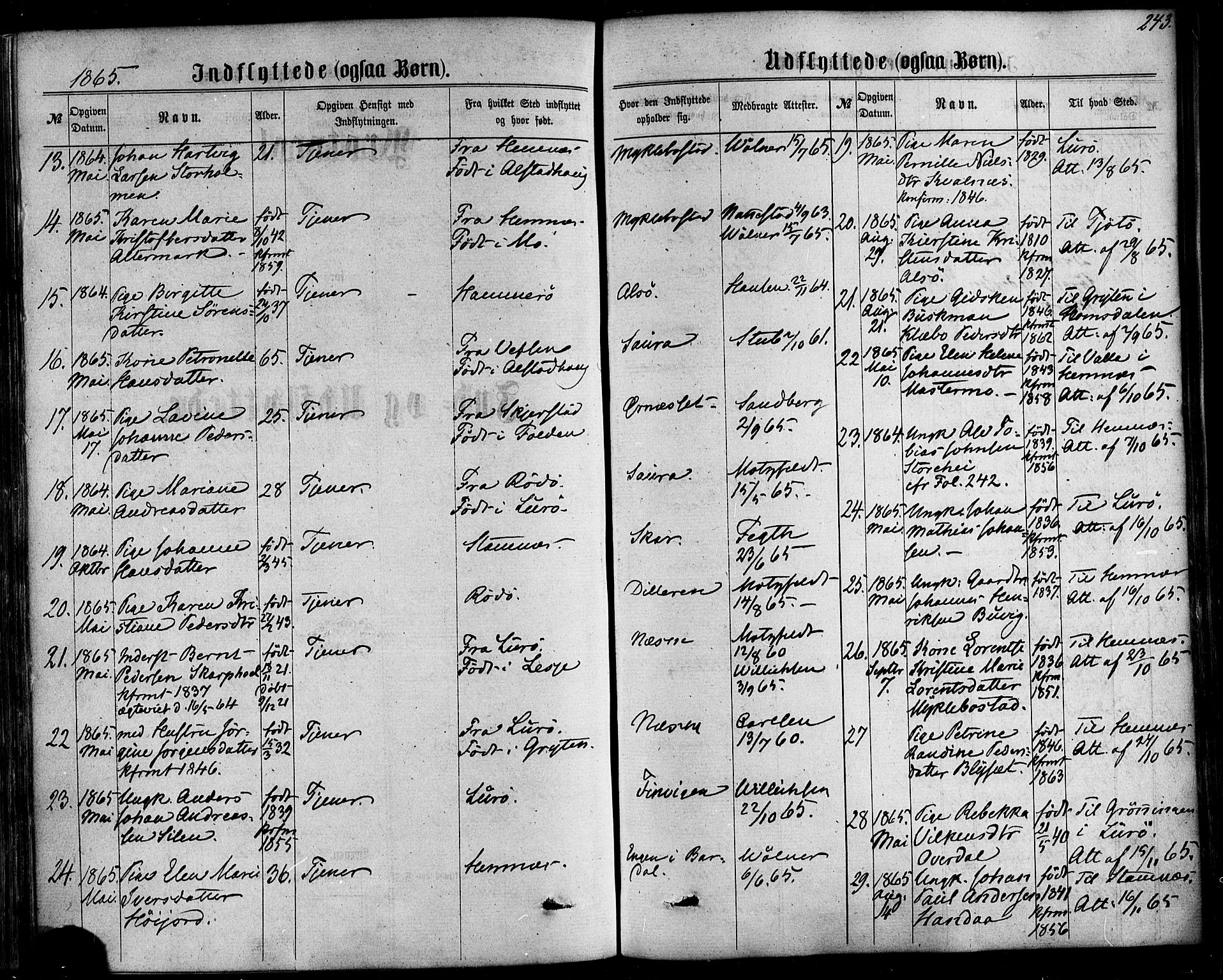 Ministerialprotokoller, klokkerbøker og fødselsregistre - Nordland, SAT/A-1459/838/L0551: Parish register (official) no. 838A09, 1864-1880, p. 243
