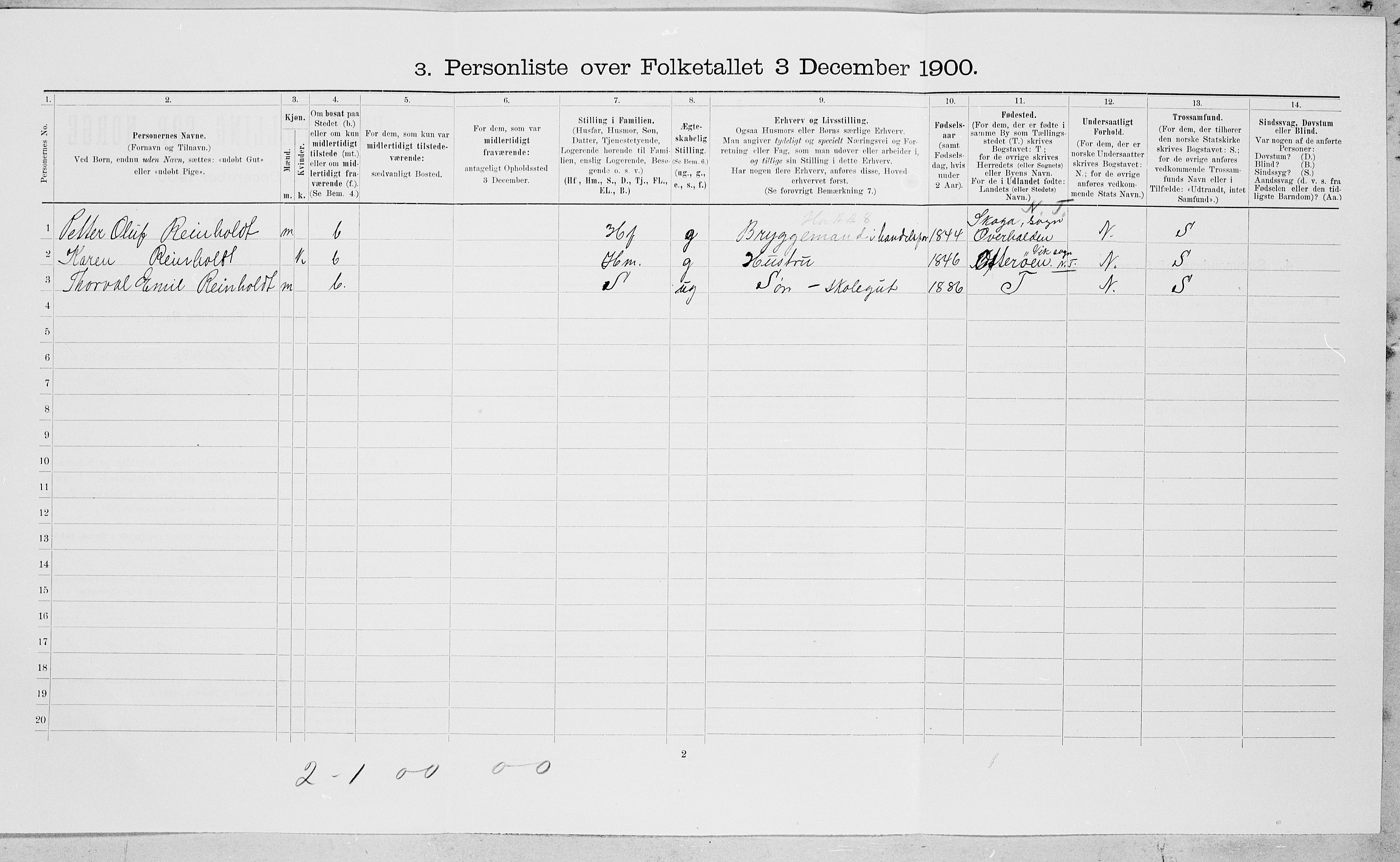 SAT, 1900 census for Mosjøen, 1900, p. 153