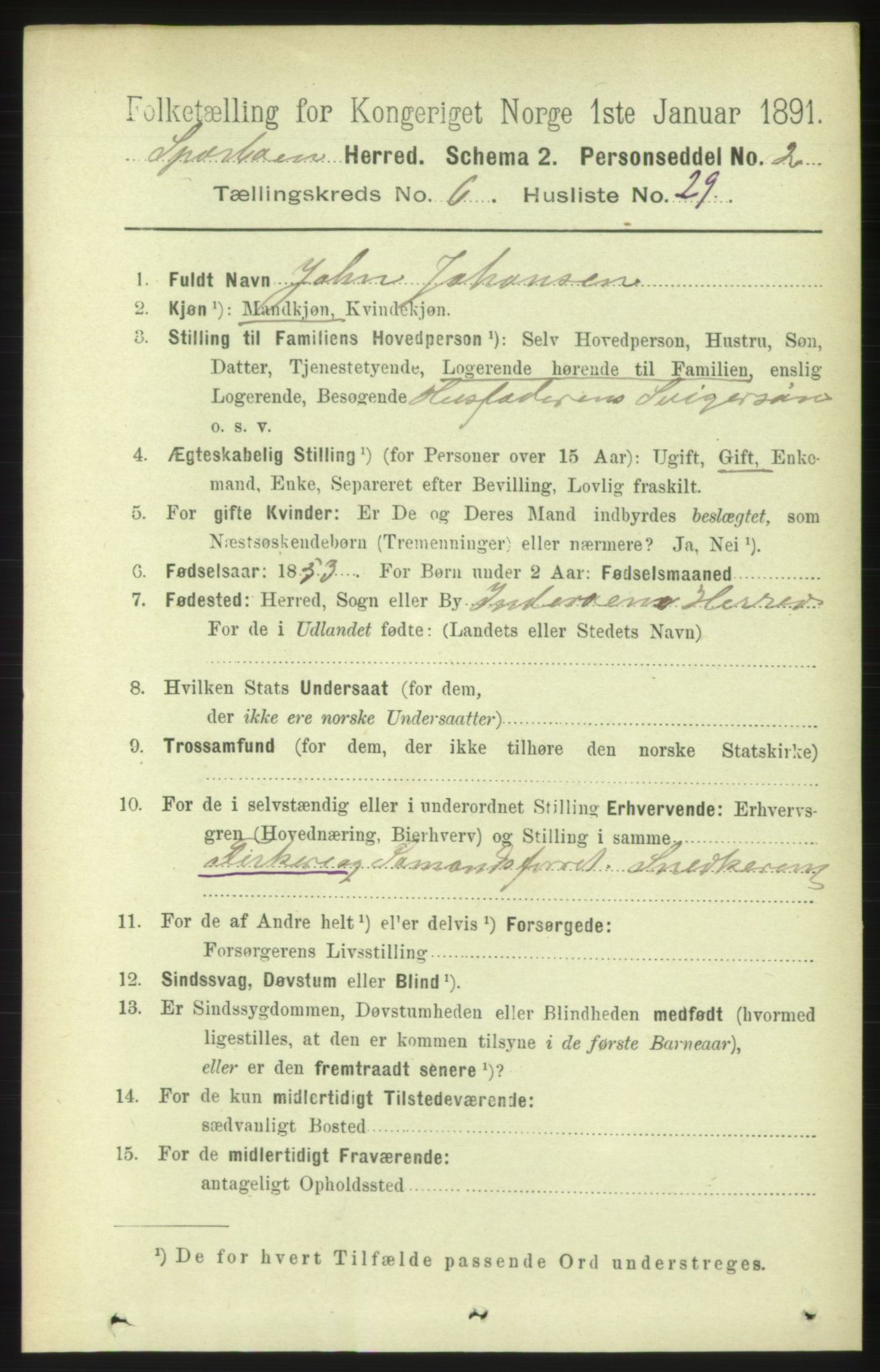 RA, 1891 census for 1731 Sparbu, 1891, p. 2330