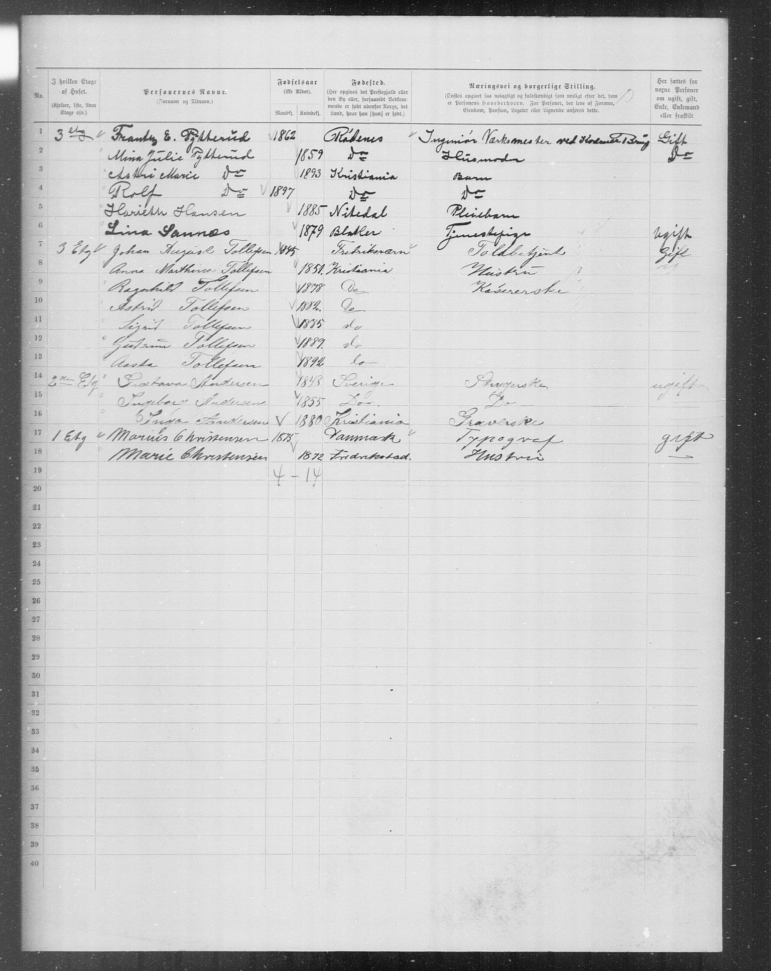 OBA, Municipal Census 1899 for Kristiania, 1899, p. 7763