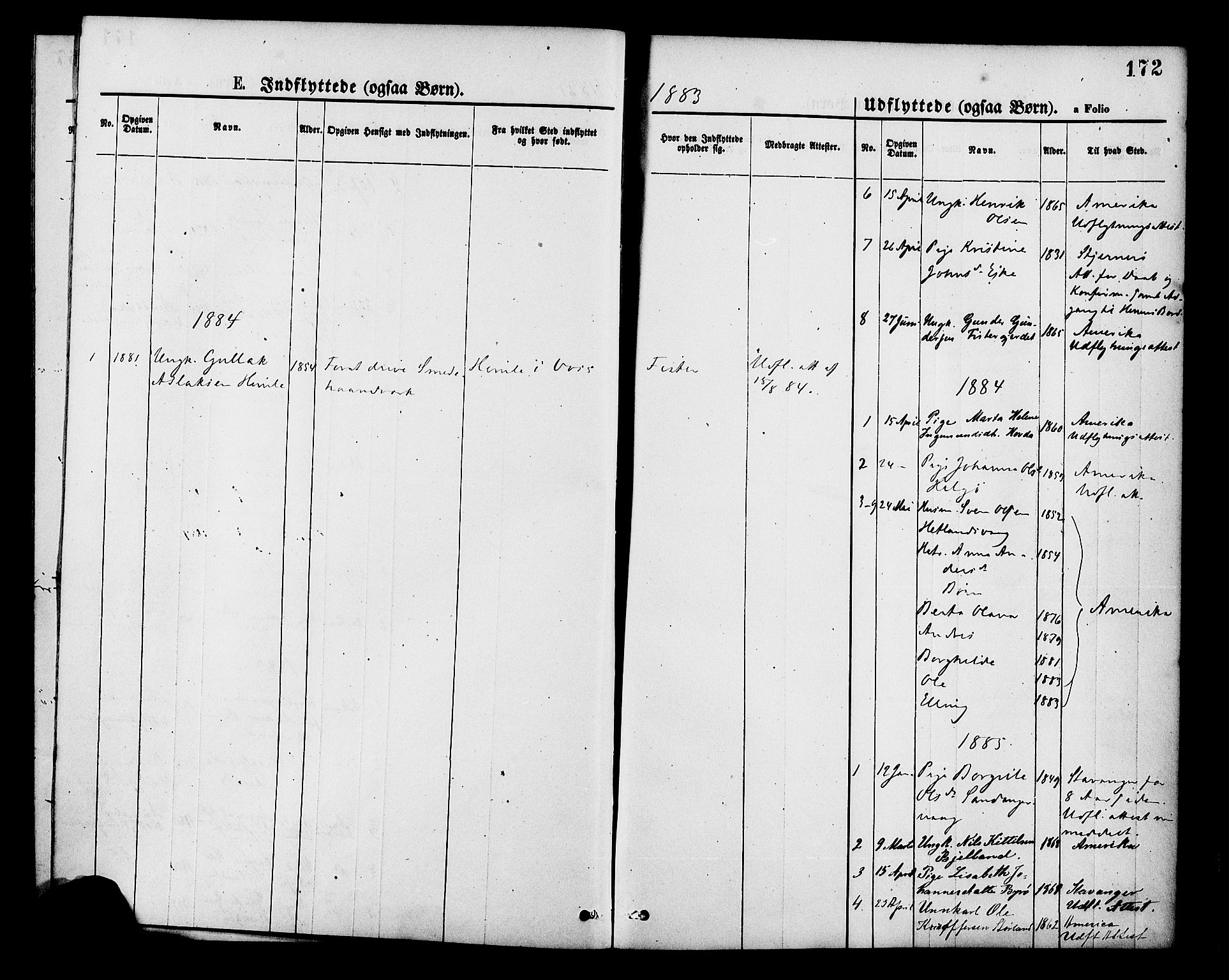 Hjelmeland sokneprestkontor, SAST/A-101843/01/IV/L0013: Parish register (official) no. A 13, 1872-1886, p. 172