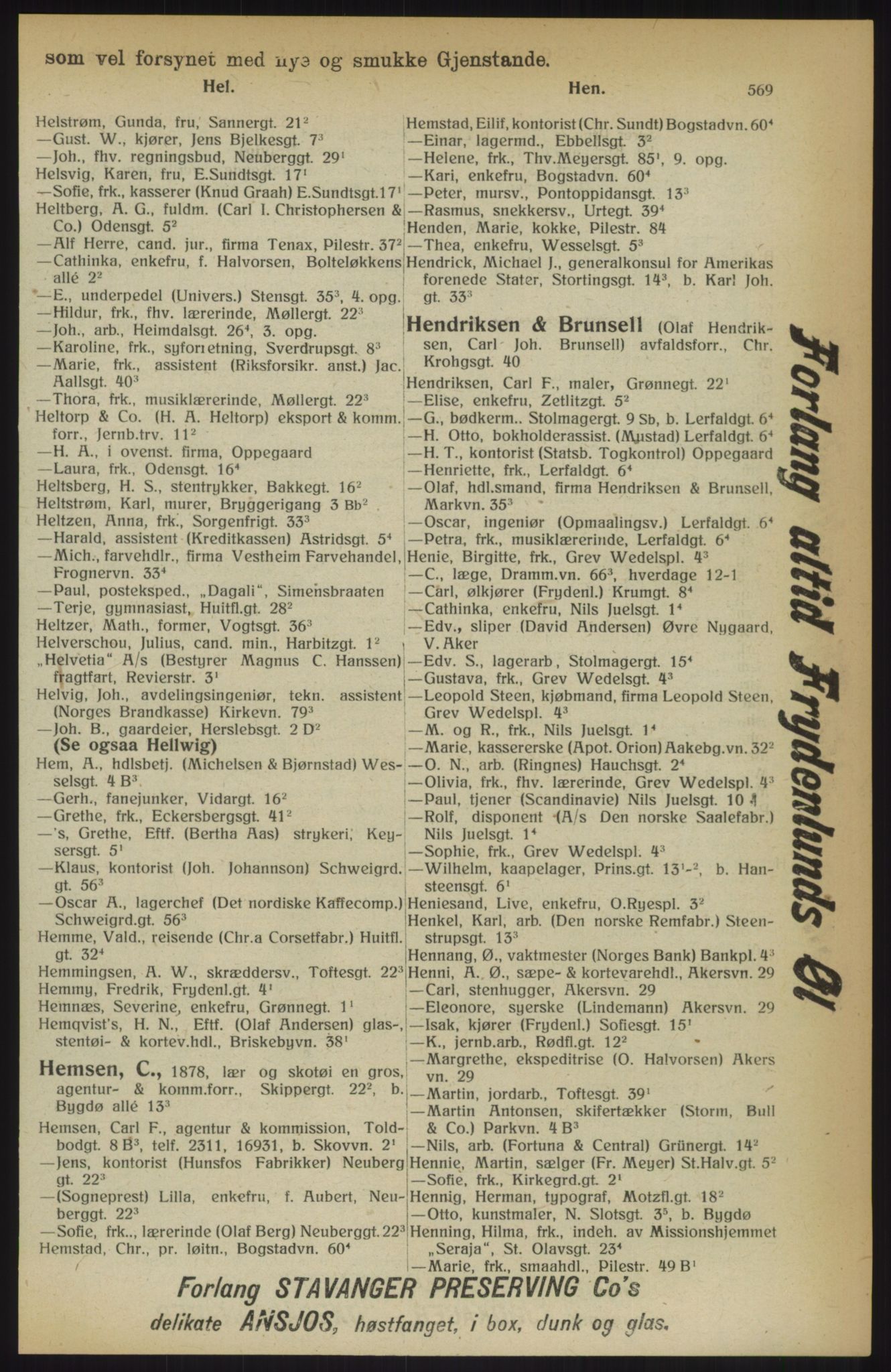 Kristiania/Oslo adressebok, PUBL/-, 1914, p. 569