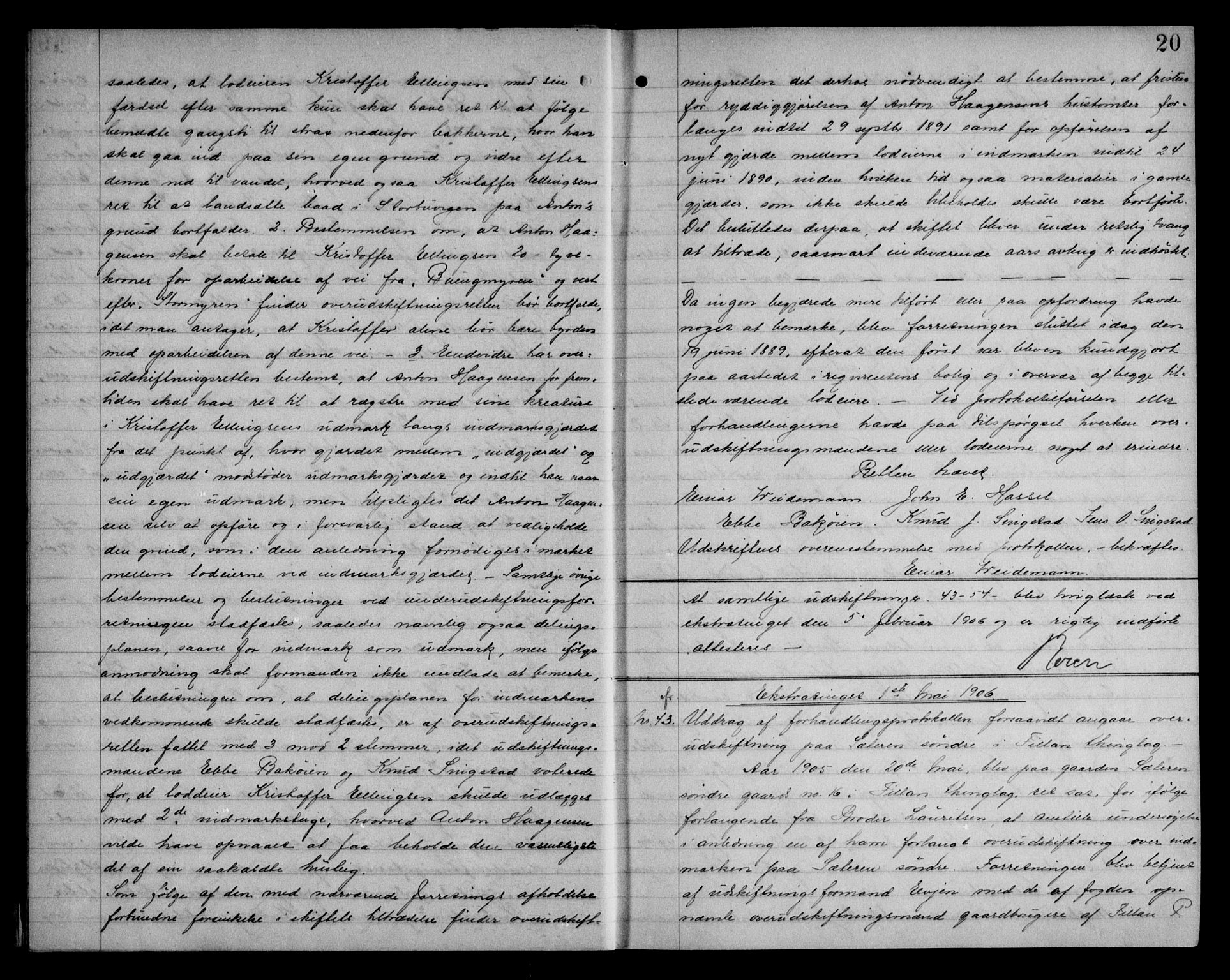 Fosen sorenskriveri, AV/SAT-A-1107/1/2/2C/L0040: Mortgage book no. 31, 1906-1907, p. 20