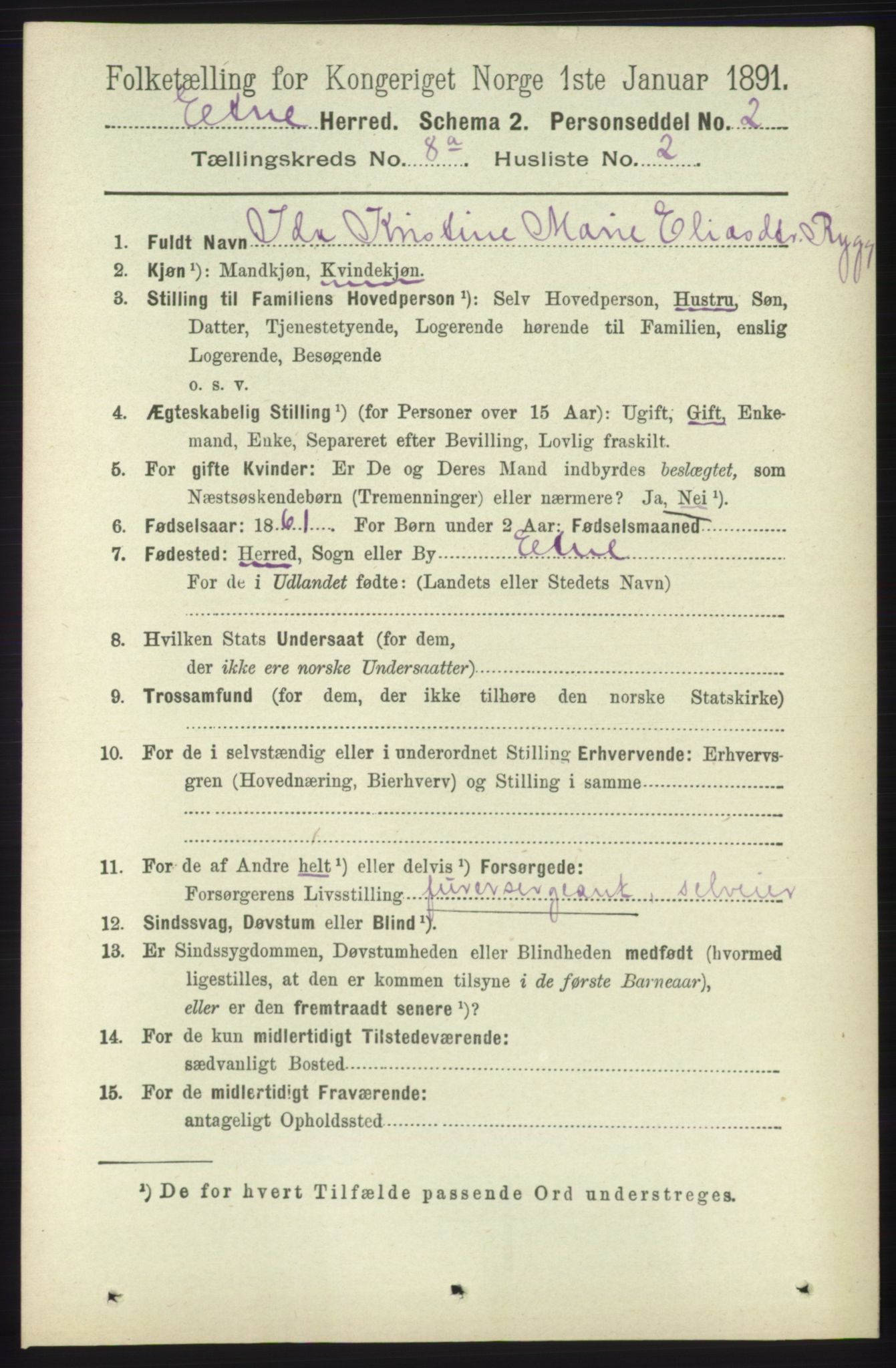 RA, 1891 census for 1211 Etne, 1891, p. 1544