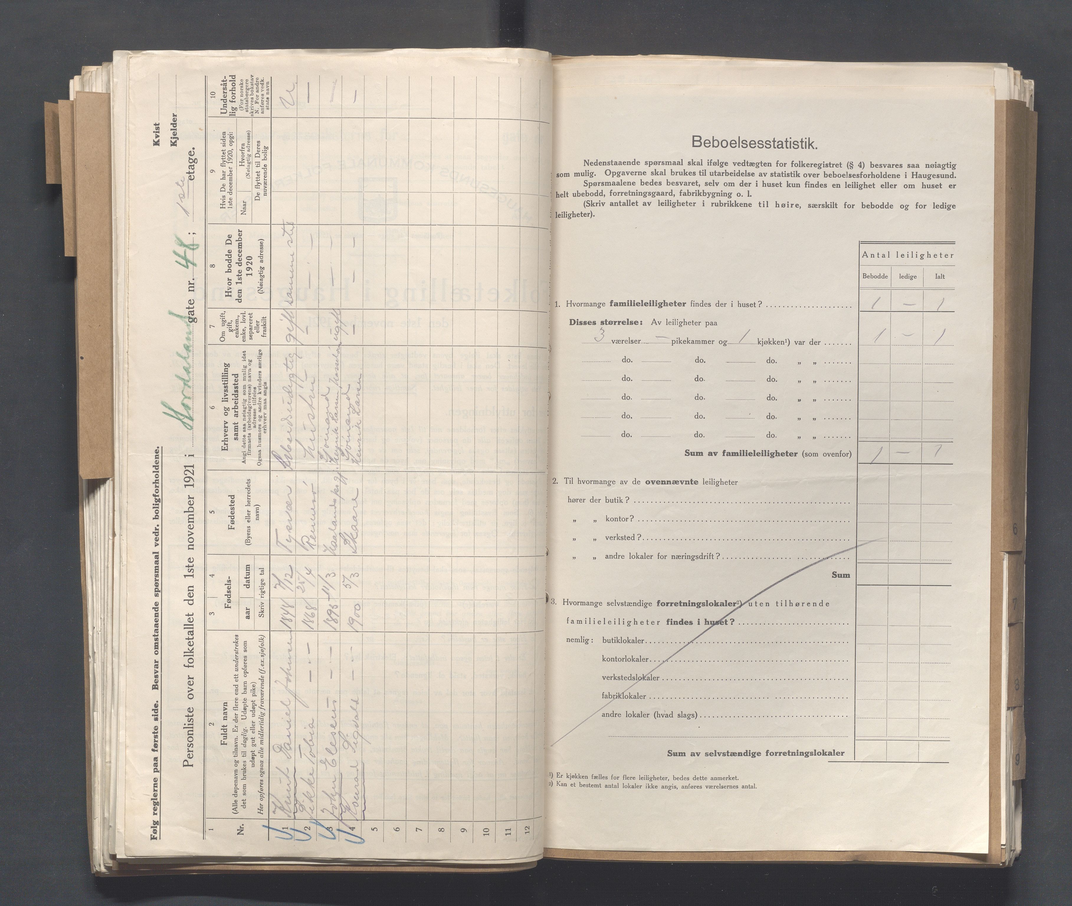 IKAR, Local census 1.11.1921 for Haugesund, 1921, p. 2351