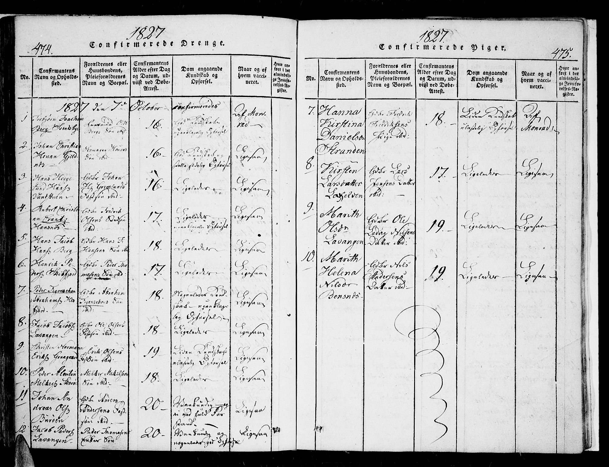 Karlsøy sokneprestembete, AV/SATØ-S-1299/H/Ha/Haa/L0002kirke: Parish register (official) no. 2, 1823-1842, p. 474-475