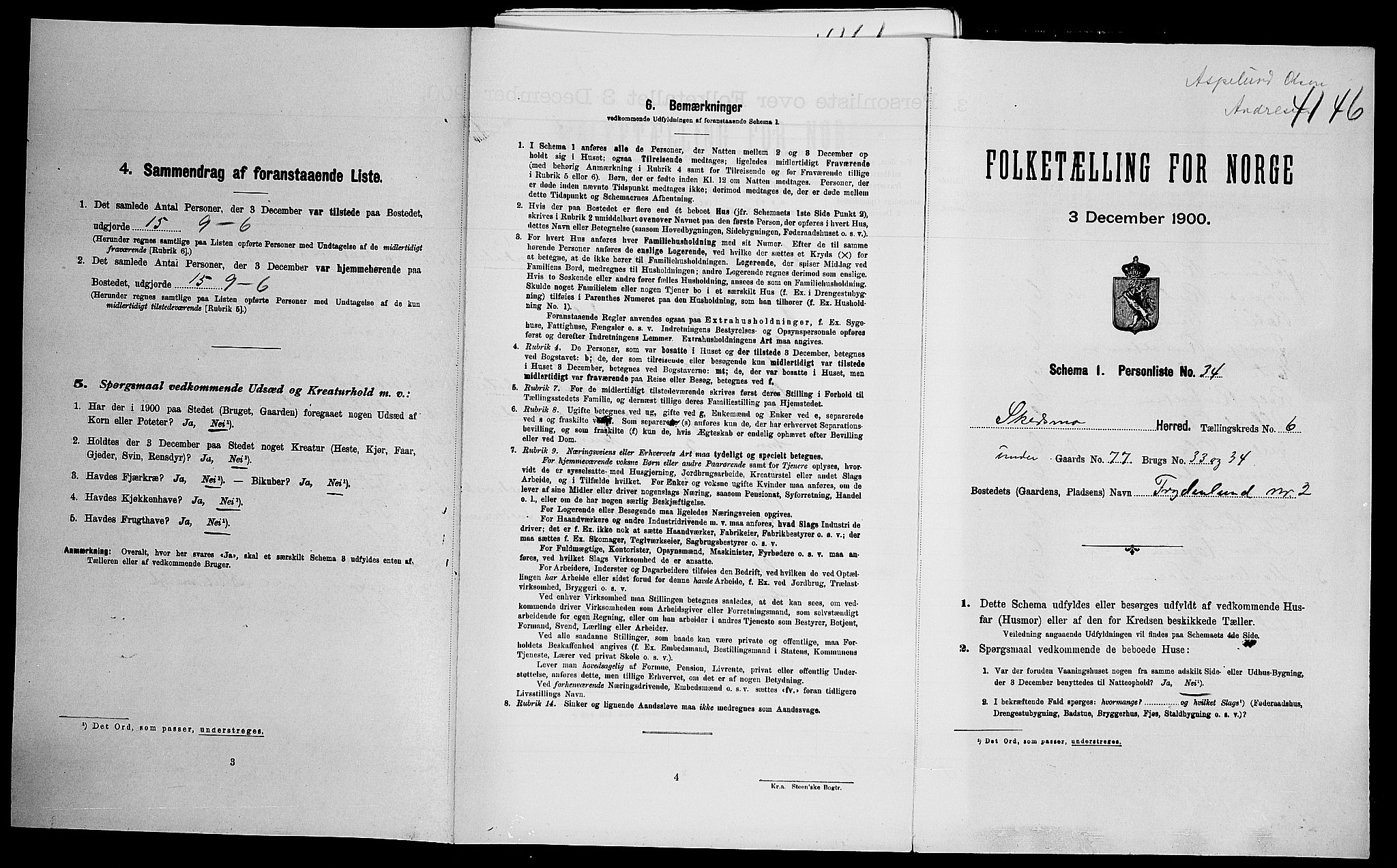SAO, 1900 census for Skedsmo, 1900