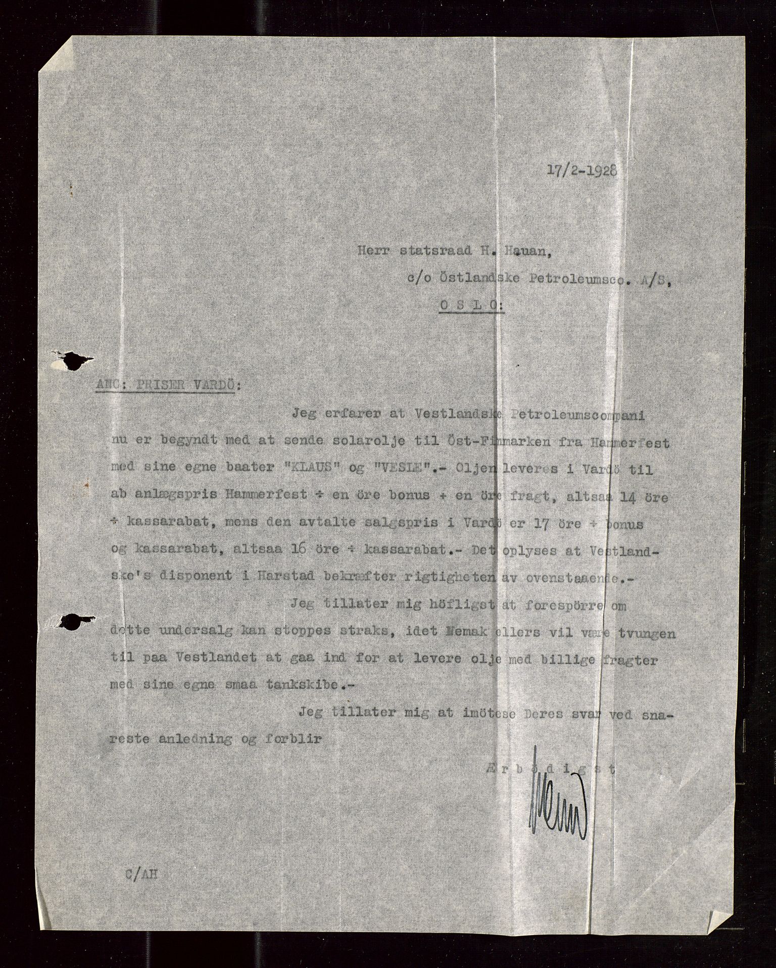 Pa 1521 - A/S Norske Shell, SAST/A-101915/E/Ea/Eaa/L0015: Sjefskorrespondanse, 1928-1929, p. 63