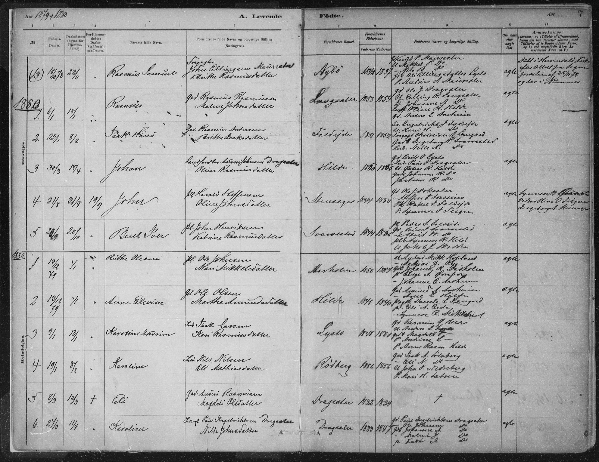 Innvik sokneprestembete, AV/SAB-A-80501: Parish register (official) no. B  1, 1879-1902, p. 7