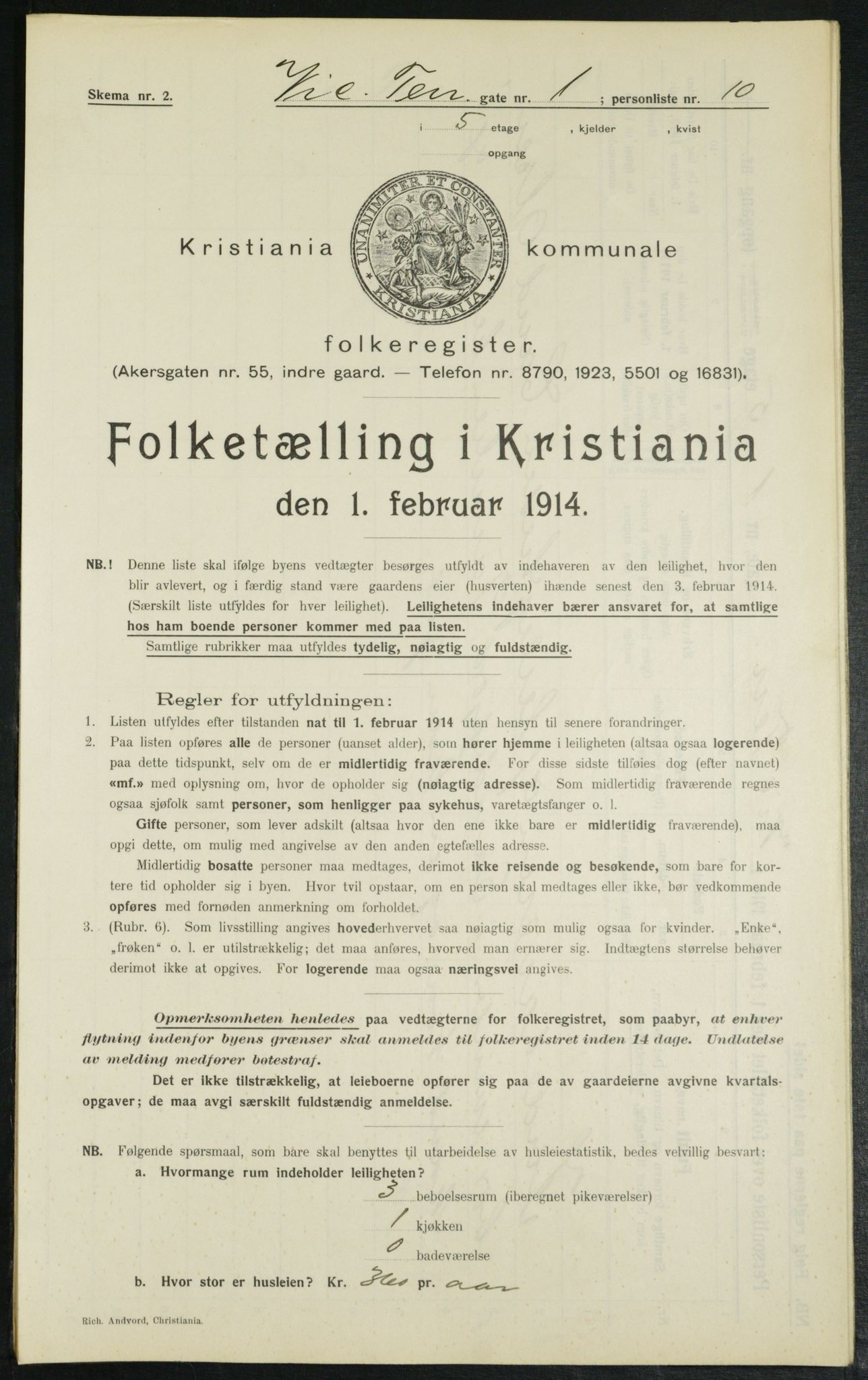 OBA, Municipal Census 1914 for Kristiania, 1914, p. 124535