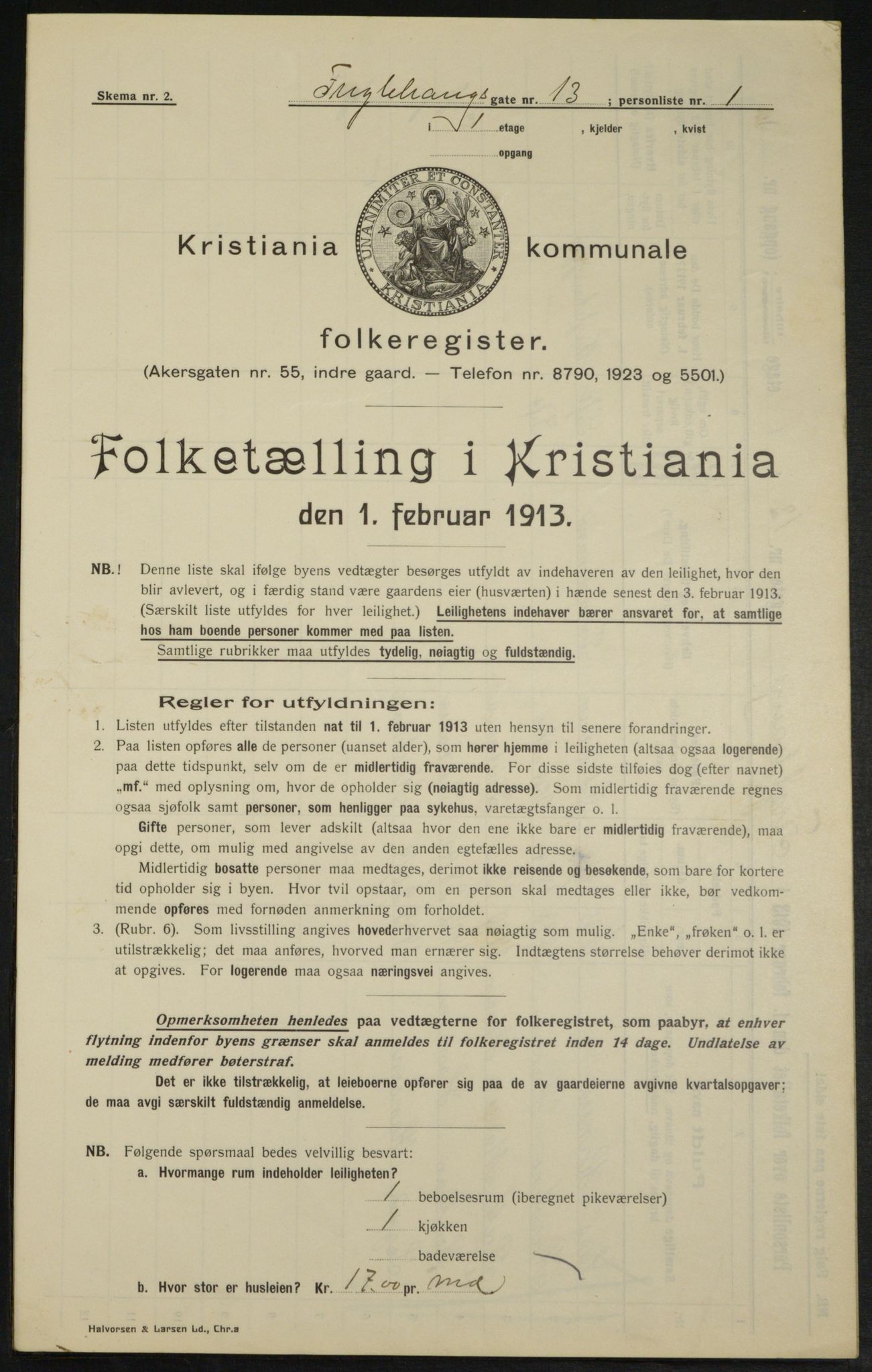 OBA, Municipal Census 1913 for Kristiania, 1913, p. 28598