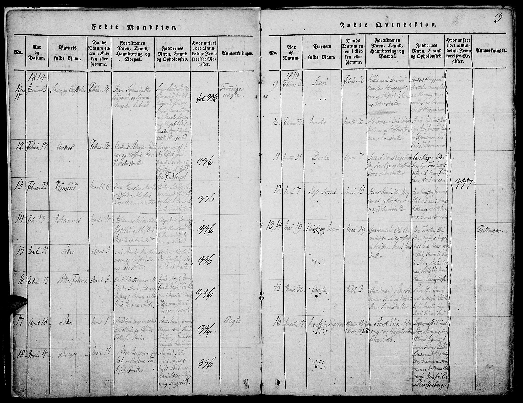 Strøm-Odalen prestekontor, AV/SAH-PREST-028/H/Ha/Haa/L0006: Parish register (official) no. 6, 1814-1850, p. 3