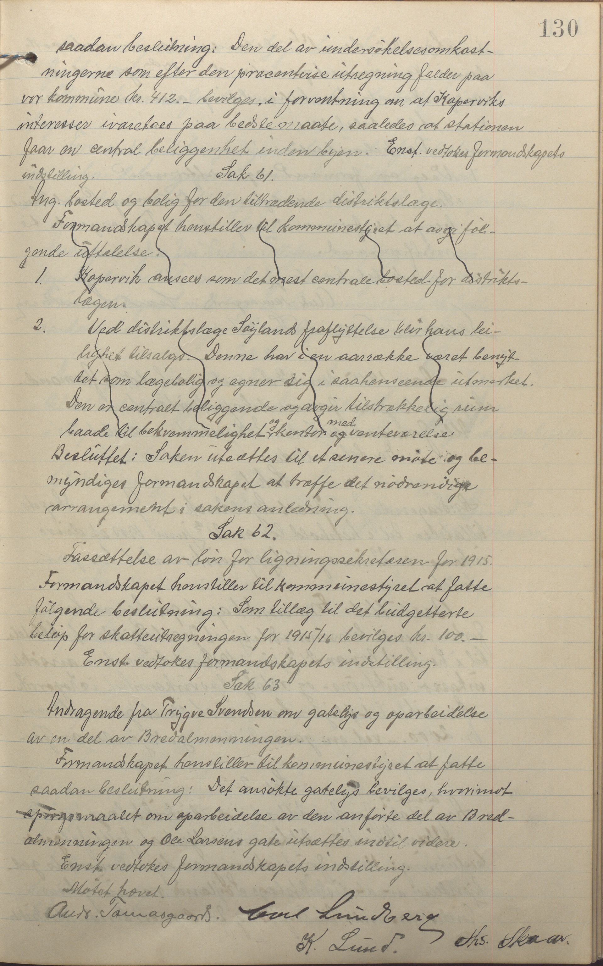 Kopervik Kommune - Formannskapet og Bystyret, IKAR/K-102468/A/Aa/L0004: Møtebok, 1912-1919, p. 130a