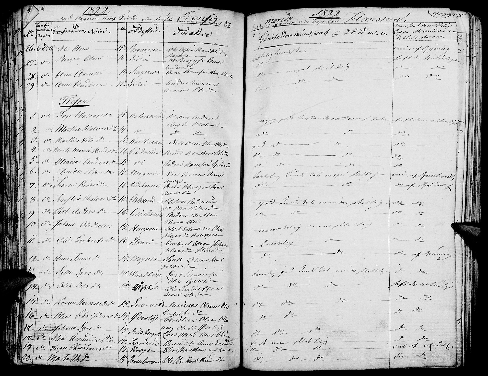 Hof prestekontor, AV/SAH-PREST-038/H/Ha/Haa/L0006: Parish register (official) no. 6, 1822-1841, p. 438-439