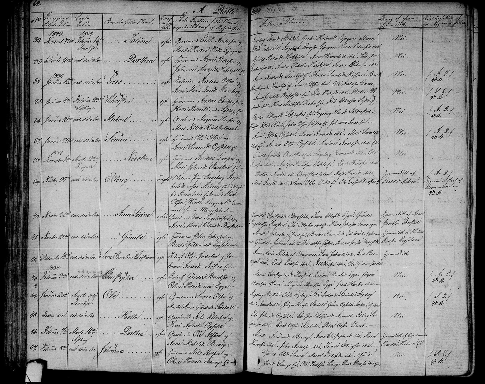 Lier kirkebøker, SAKO/A-230/F/Fa/L0010: Parish register (official) no. I 10, 1827-1843, p. 62