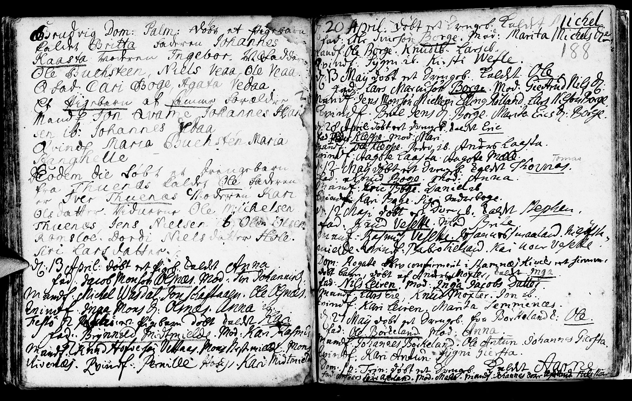 Haus sokneprestembete, SAB/A-75601/H/Haa: Parish register (official) no. A 5, 1733-1747, p. 188