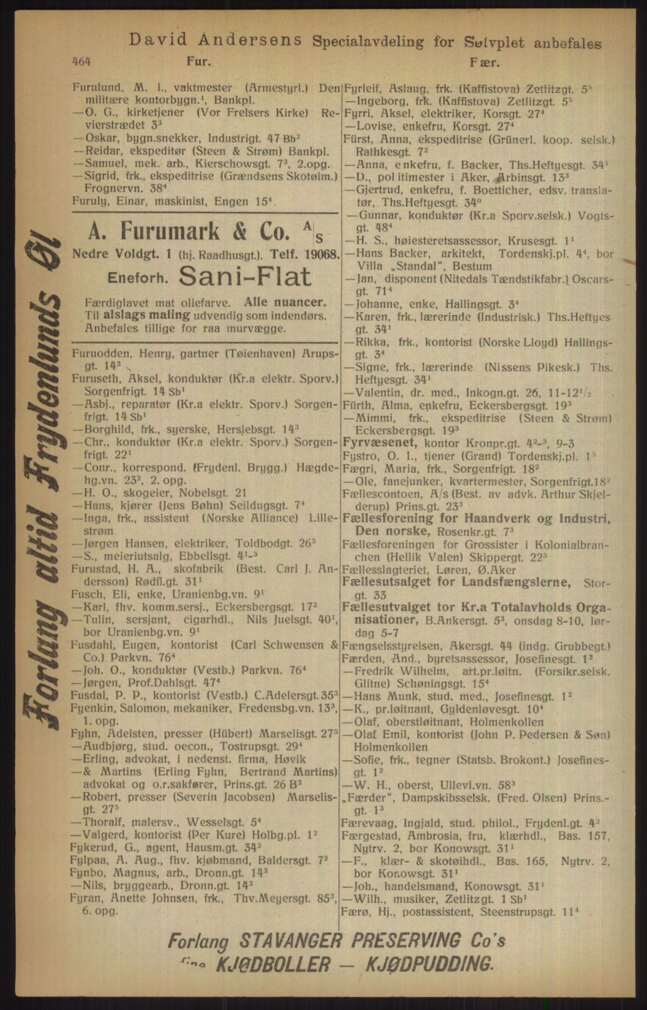 Kristiania/Oslo adressebok, PUBL/-, 1915, p. 464