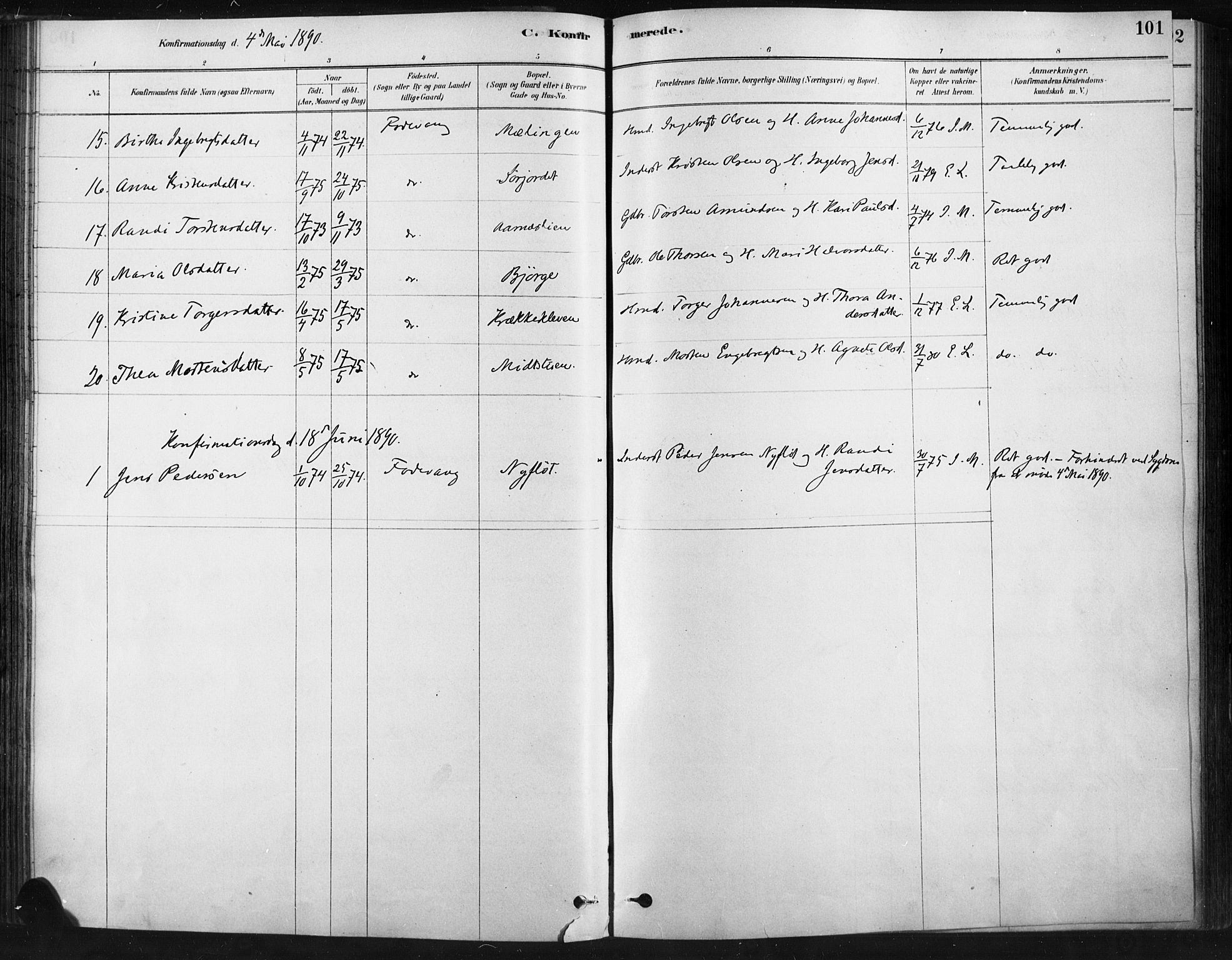 Ringebu prestekontor, AV/SAH-PREST-082/H/Ha/Haa/L0009: Parish register (official) no. 9, 1878-1898, p. 101