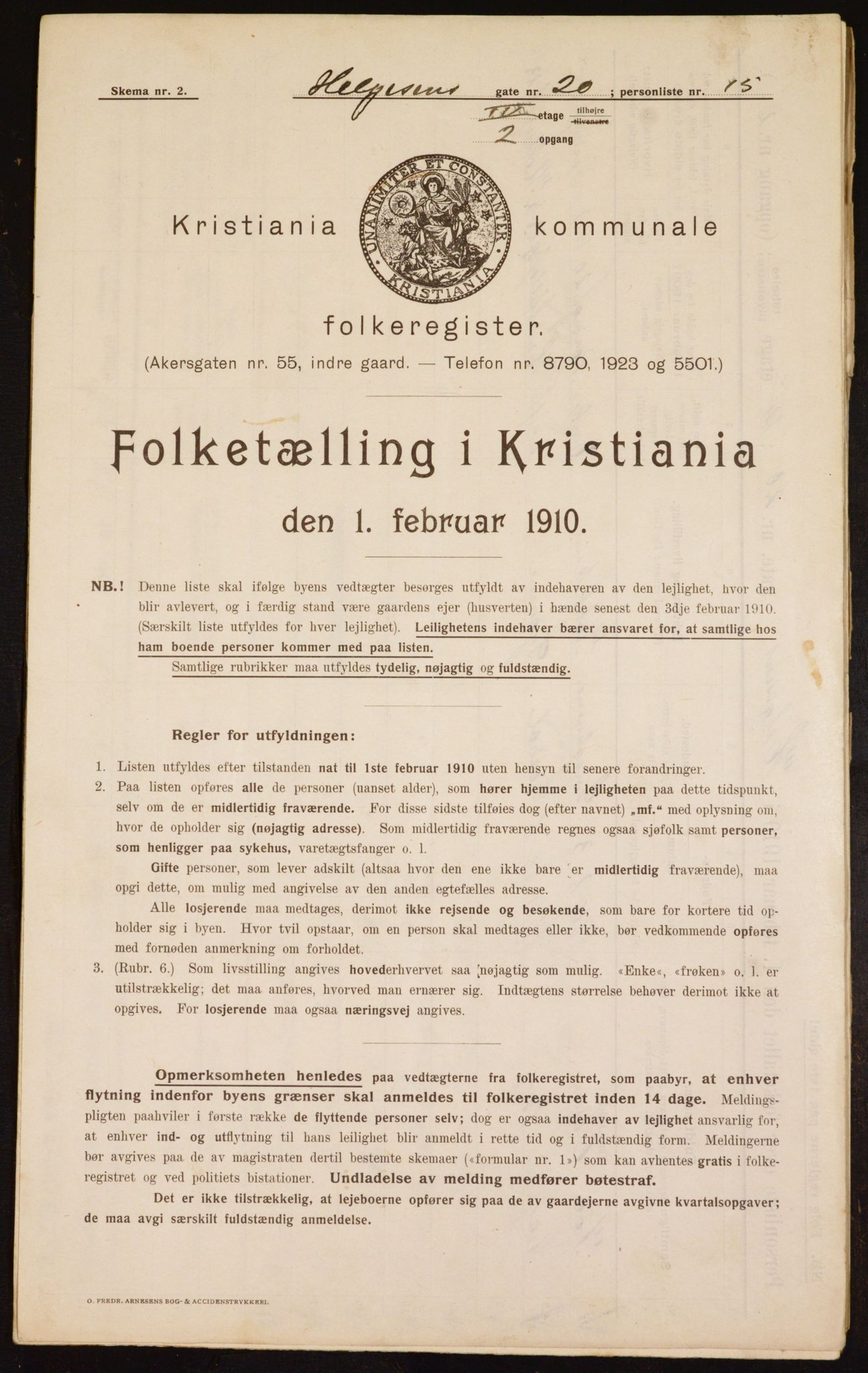 OBA, Municipal Census 1910 for Kristiania, 1910, p. 36645