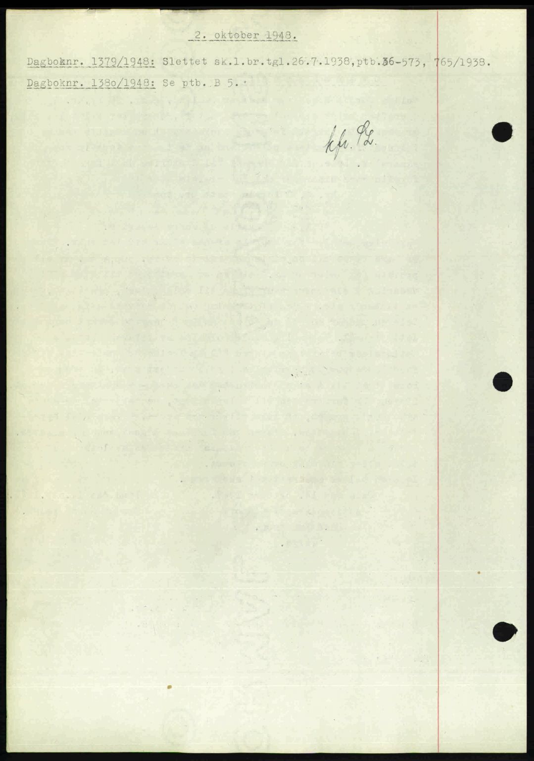 Nedenes sorenskriveri, SAK/1221-0006/G/Gb/Gba/L0059: Mortgage book no. A11, 1948-1948, Diary no: : 1379/1948