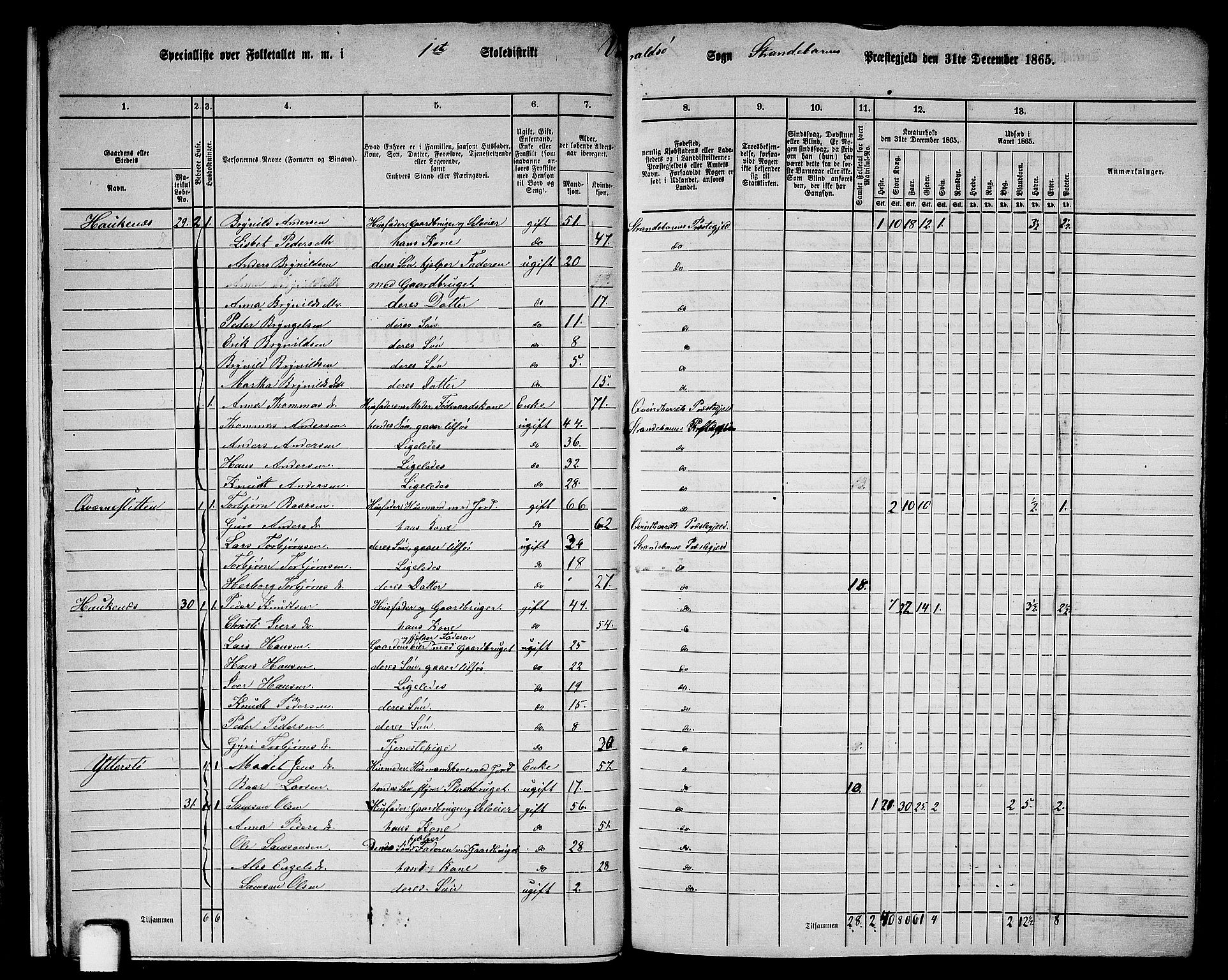 RA, 1865 census for Strandebarm, 1865, p. 10