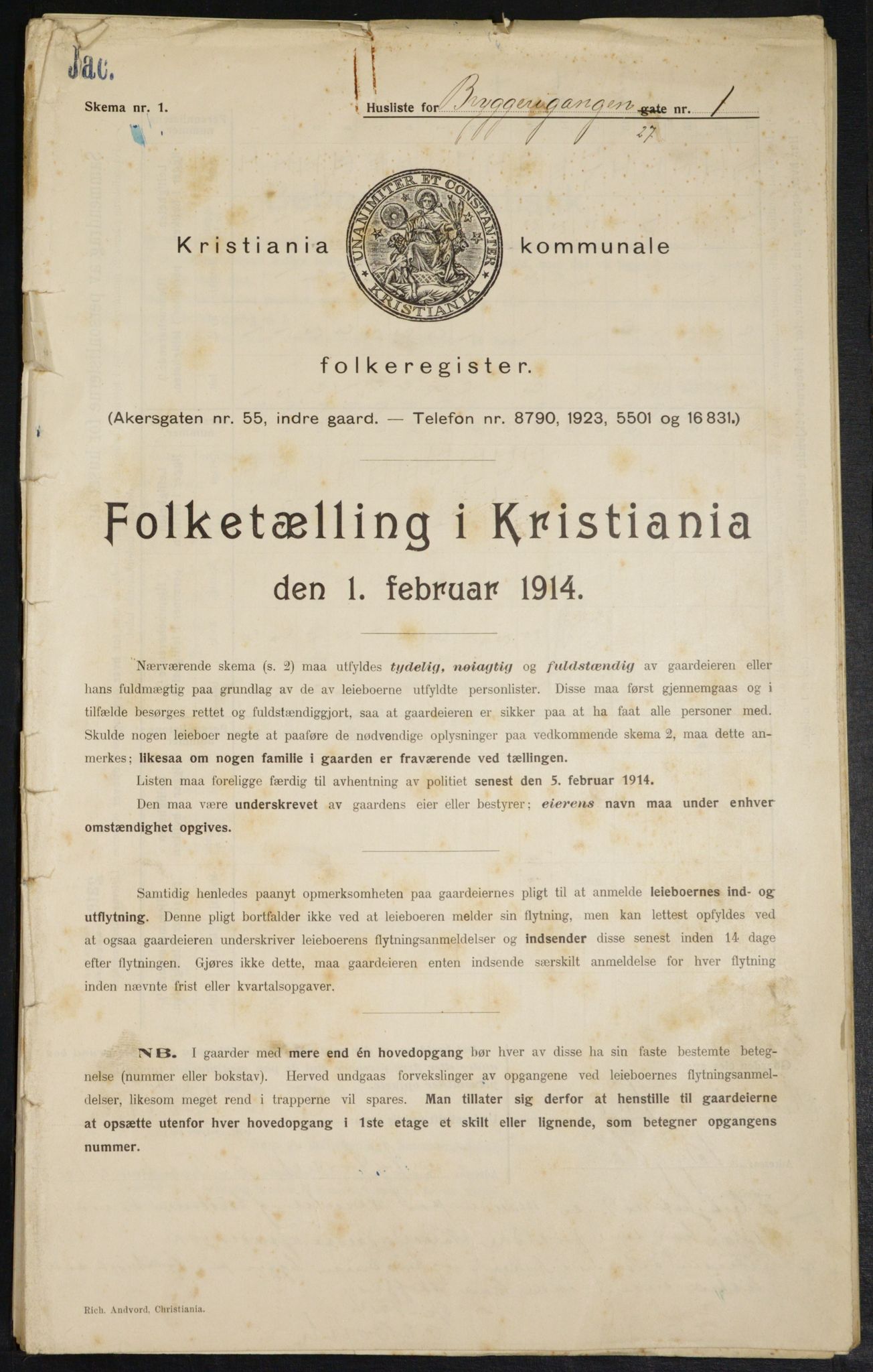 OBA, Municipal Census 1914 for Kristiania, 1914, p. 9998