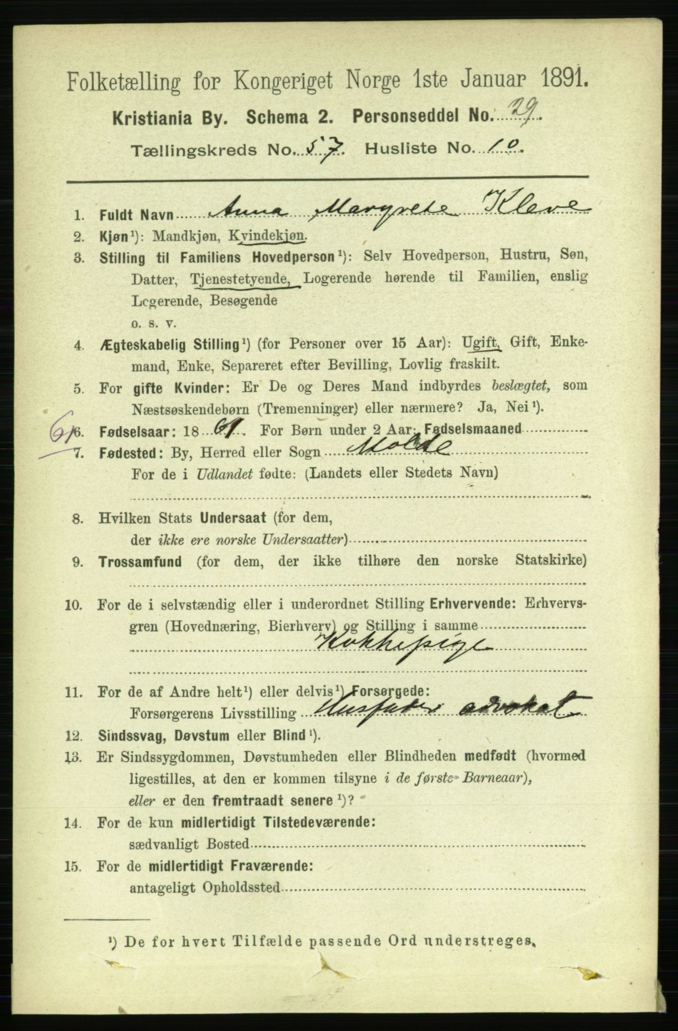 RA, 1891 census for 0301 Kristiania, 1891, p. 30707