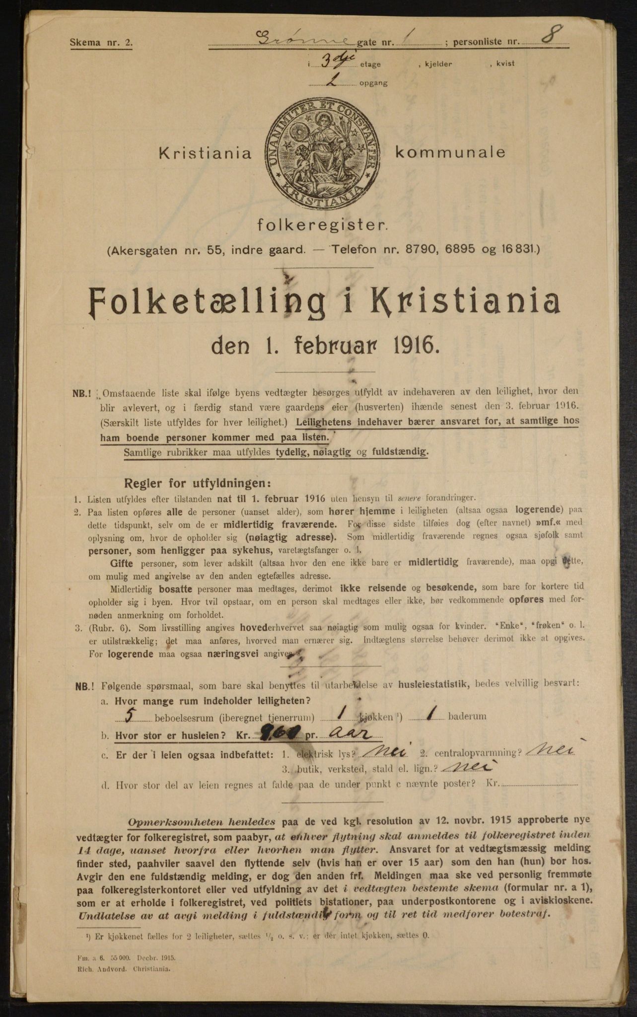 OBA, Municipal Census 1916 for Kristiania, 1916, p. 32816